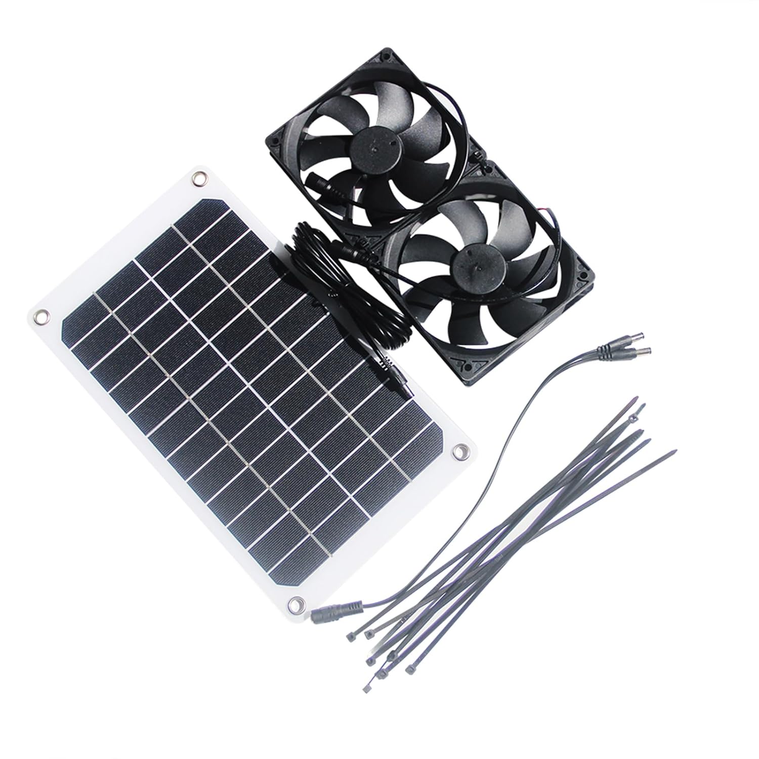 Greenhouse Cooling with 10W Panel Double Cooling Fan for Enhanced Airflows in Small Enclosures Solar Panel Fan Kit