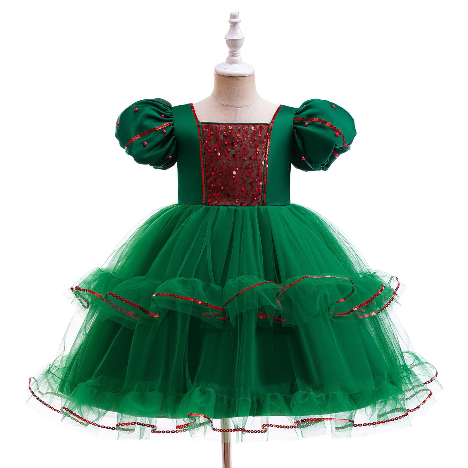 Abito Natale Bambina, Elegante Abito da Festa per Ragazze,Abito da Festa per Feste,Abito da Concorso con Design Festivo,Abito da Ragazza