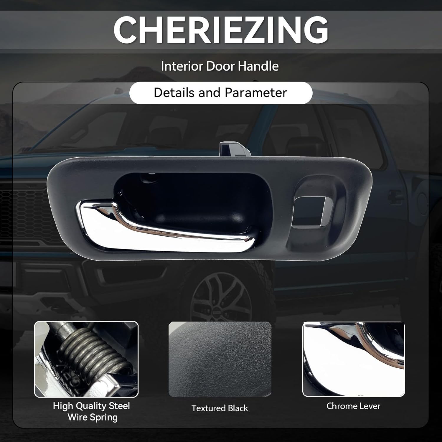 Cheriezing Interior Door Handle Compatible with Honda 1997-2001 CR-V CRV - Front Rear Left & Right Side - Black Housing + Chrome Lever Set of 4