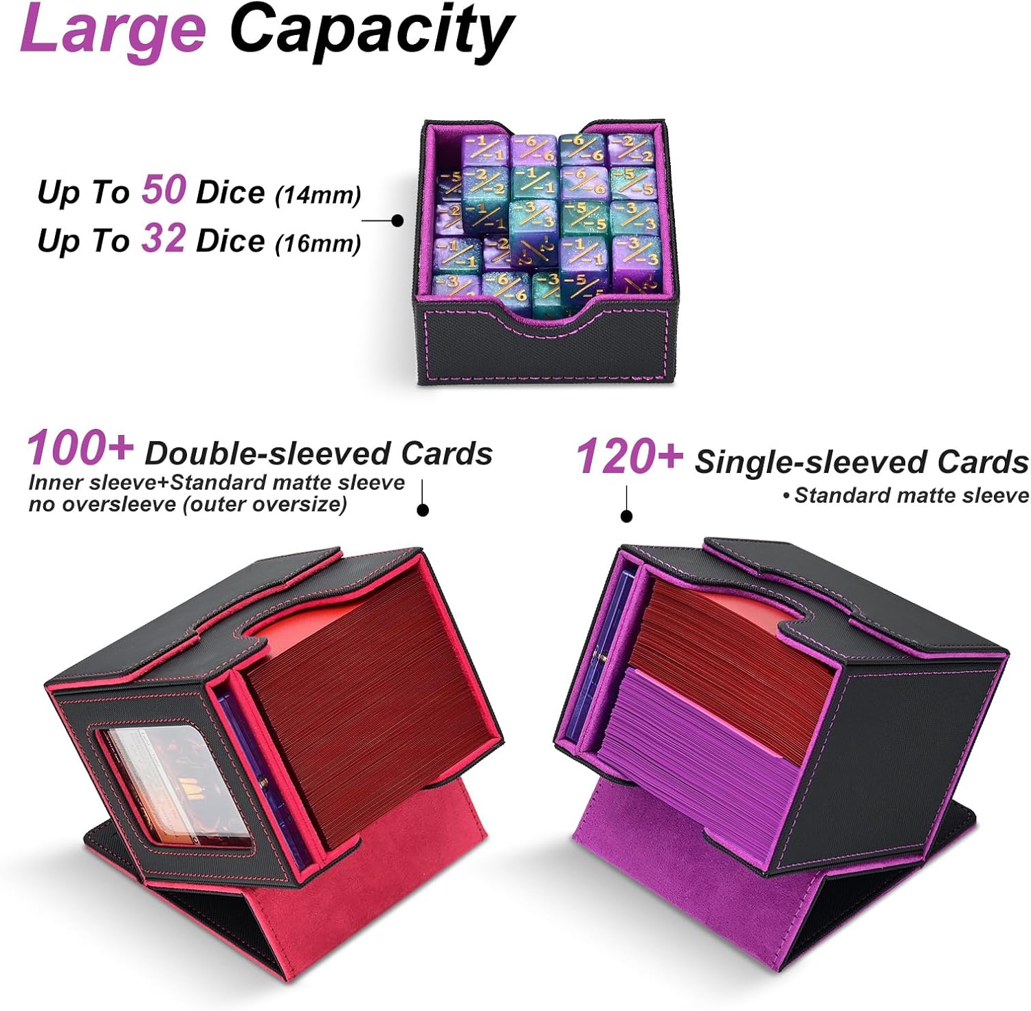 Commander Deck Box for MTG/PTCG/TCG - Patent Pending, Black Purple image 5