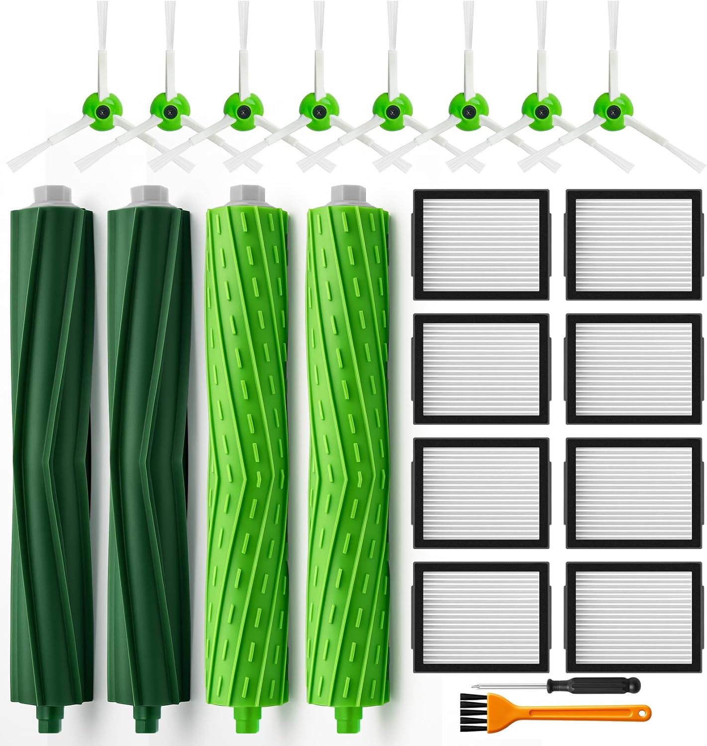 Product image of 22 Replacement Parts for iRobot Roomba i7 i7+ i2 i3 i3+ i4 i4+ i6 i6+ i8 i8+ J7 J7+ J9 E5 E6 E7 I,E & J Series Vacuum Cleaner,8 HEPA 8 Side Brushes 4 Rubber Roller Brush,1 Clean Brush