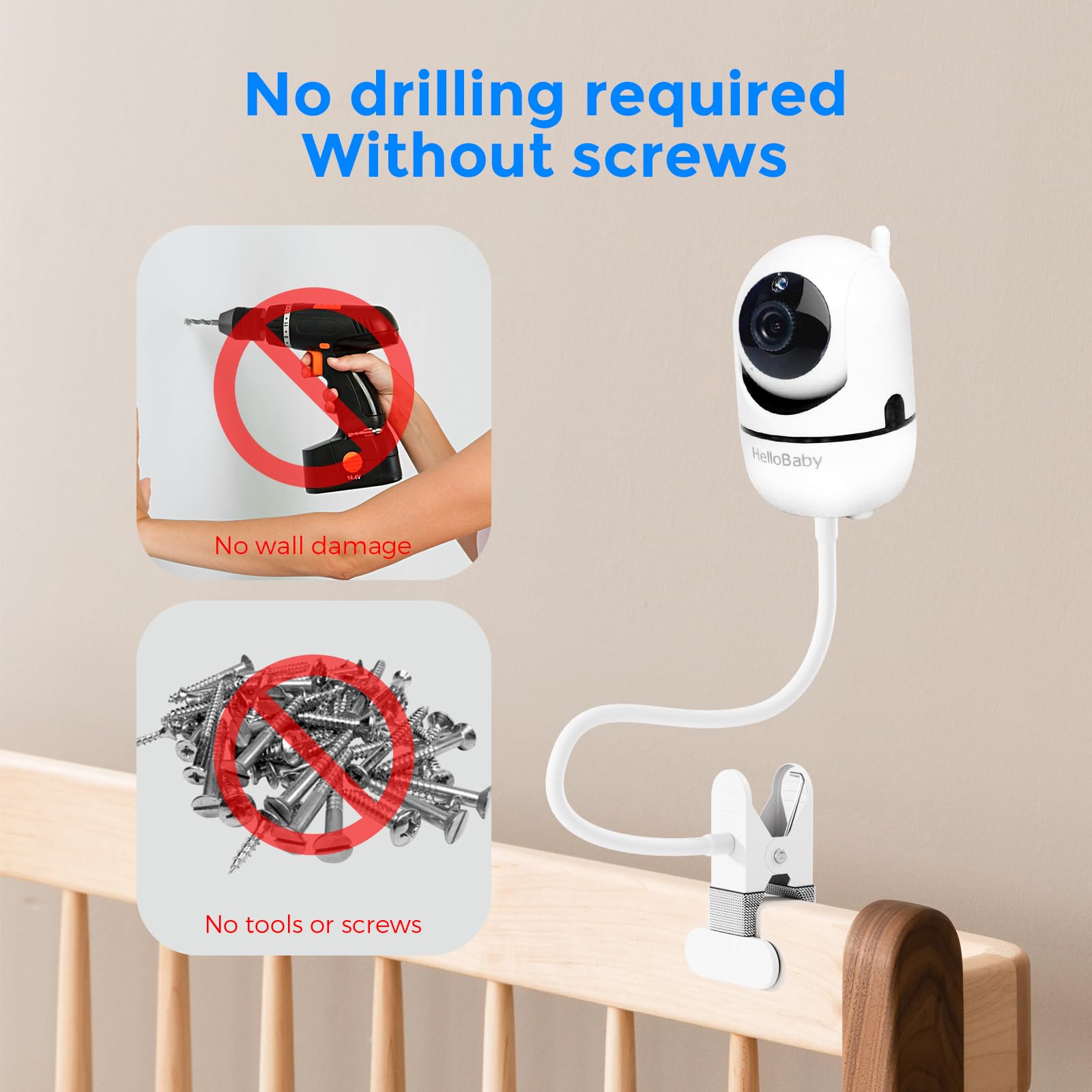 Flexible Baby Monitor Mount Compatible with HelloBaby HB65/HB6550/HB6558/HB66/HB248, ANMEATE SM935E/SM650 Baby Monitors - Image 4
