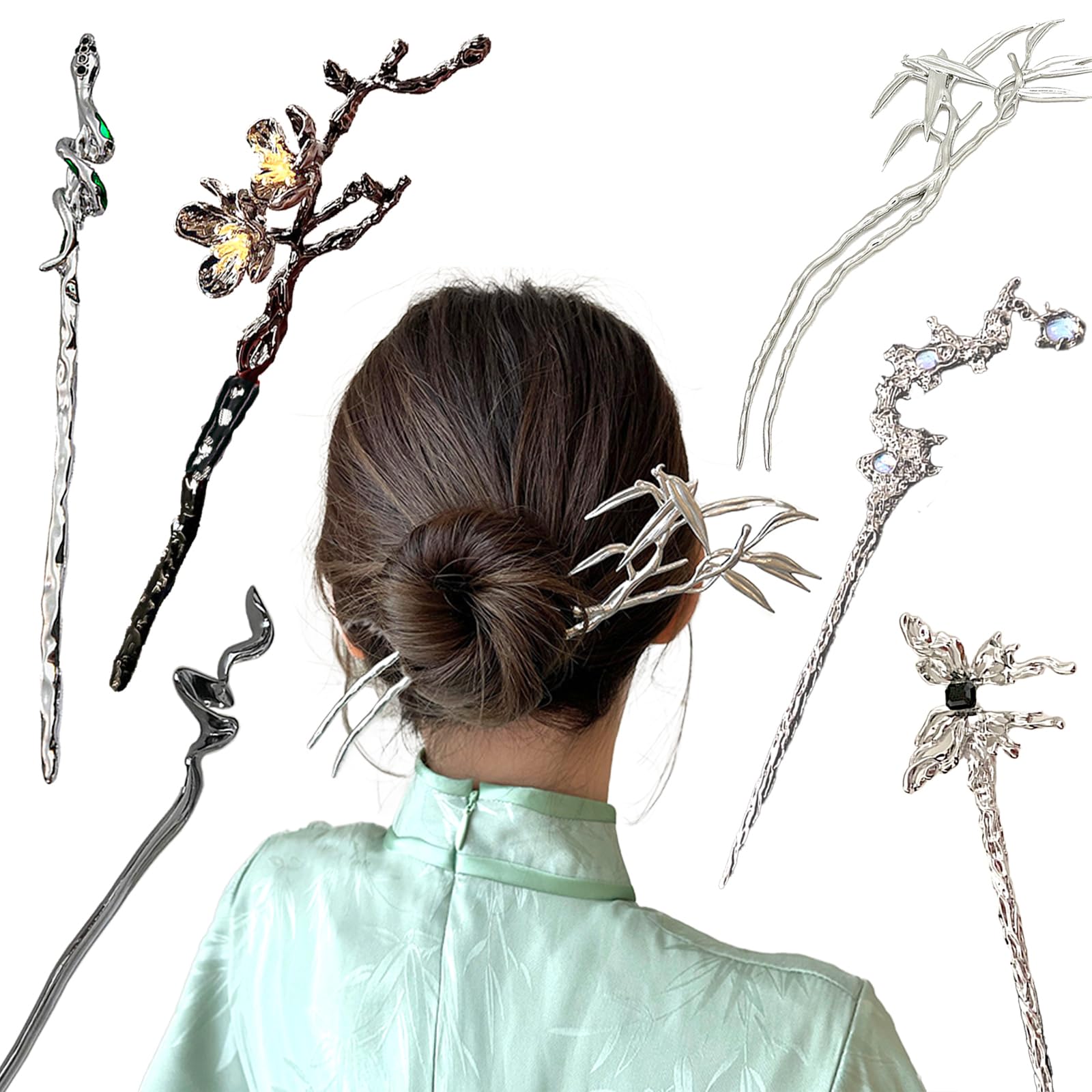 Fermaglio Per Capelli In Stile Etnico Cinese, Bastoncini Per - Foto 4