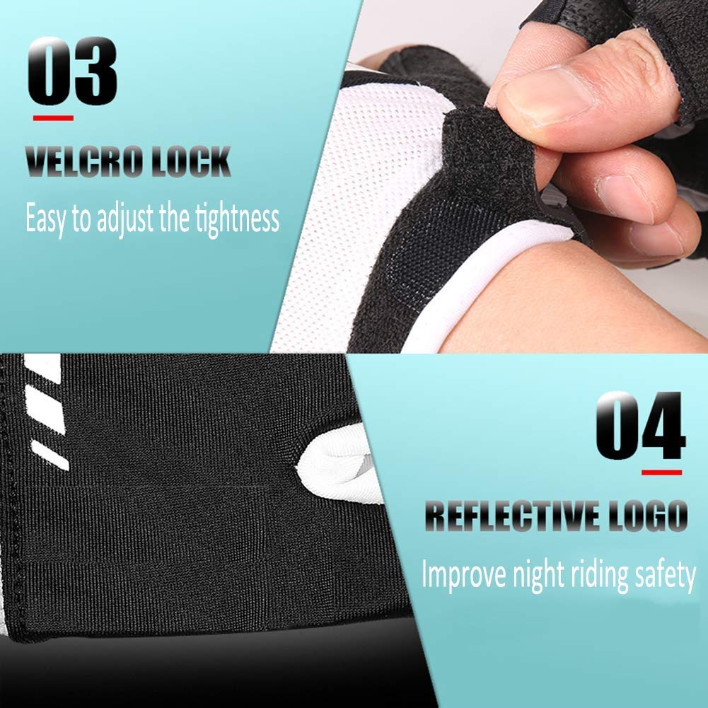 Gloevs Fahrradhandschuhe für Damen/Boy/Mädchen, rutschfest, Fahrradhandschuhe, Jugendliche, junge Finger, halbe Finger, Fahrradhandschuhe für Reiten, Zubehör (Silber, Medium)