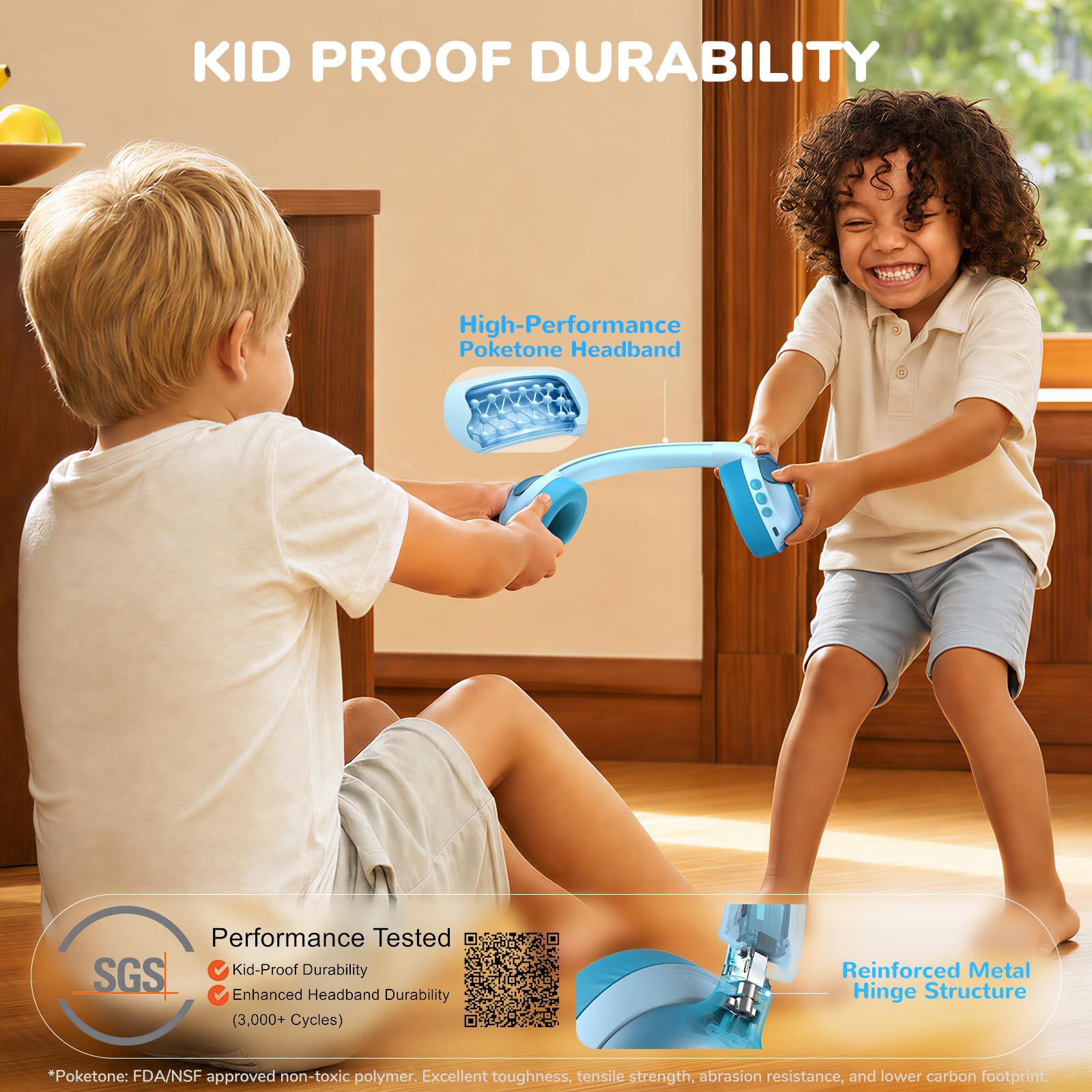 iClever Q950 Noise Cancelling Kopfhörer Kinder, Zertifizierter Gehörschutz | SafeSound Tech 3.0, TÜV-zertifiziert, Autismusfreundlich, Gewinner des Red Dot Award, 60 Stunden Spielzeit, Aufbewahrungsbox