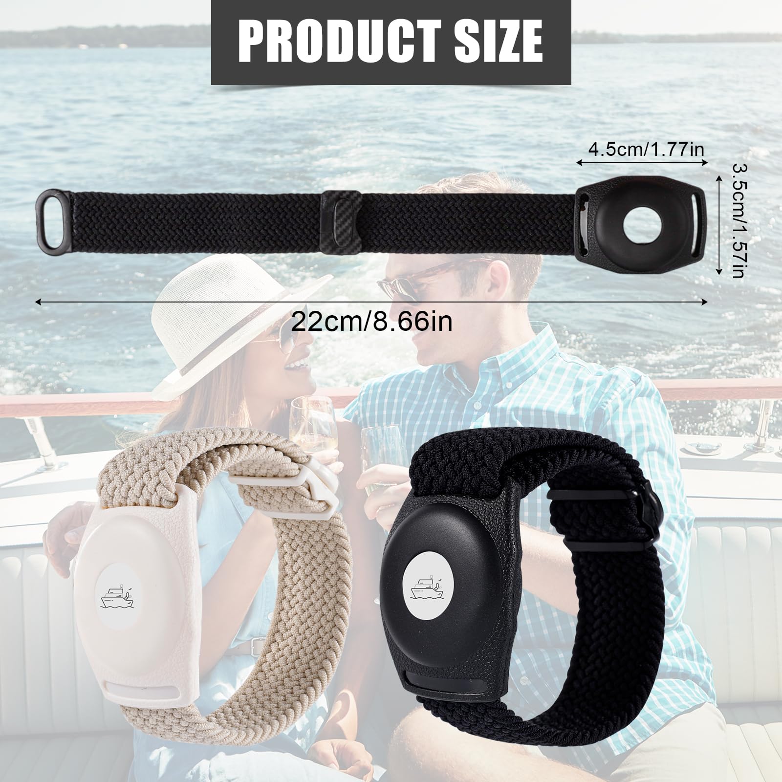 2pcs Holder for Princess Cruise Medallion Adjustable Braided Bracelet Comfortable Wristband Men Women Compatible with Princess Medallion Holder Accessories (White - Image 2