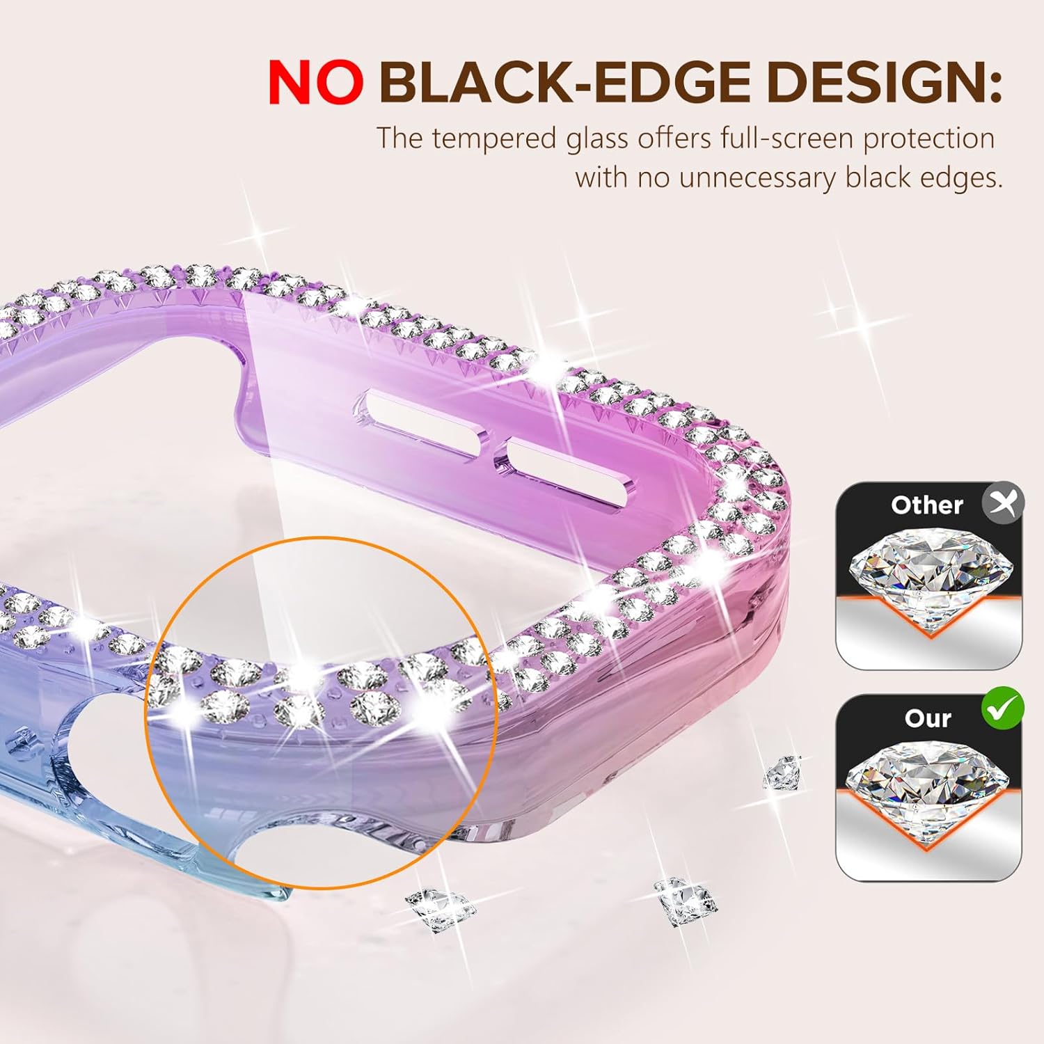 KADES 𝟭𝟬-𝗣𝗔𝗖𝗞 Compatible with Apple Watch Series 10/11 with Built-in Tempered Glass Screen Protector Bling Crystal Diamond Rhinestone Double Protective Bumper Cover for Women,46mm
