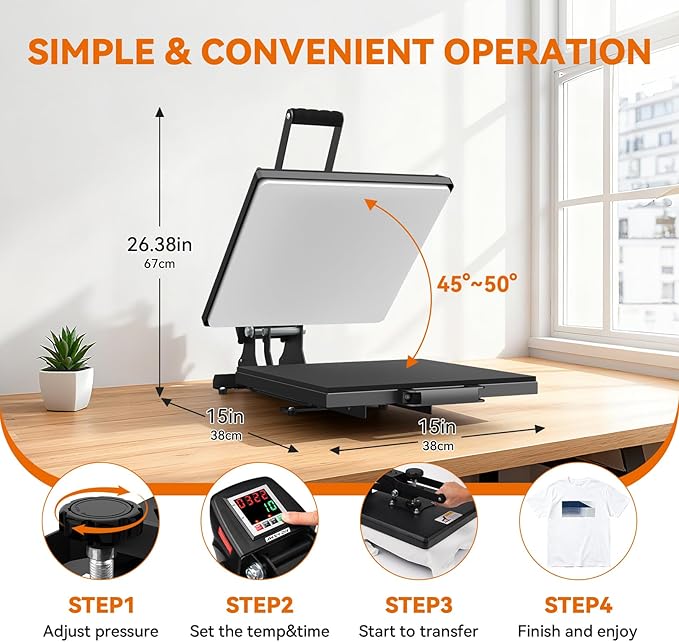 Termofijadora AKEYDIY 15" x 15" con Base Deslizable para Sublimación miniatura 5