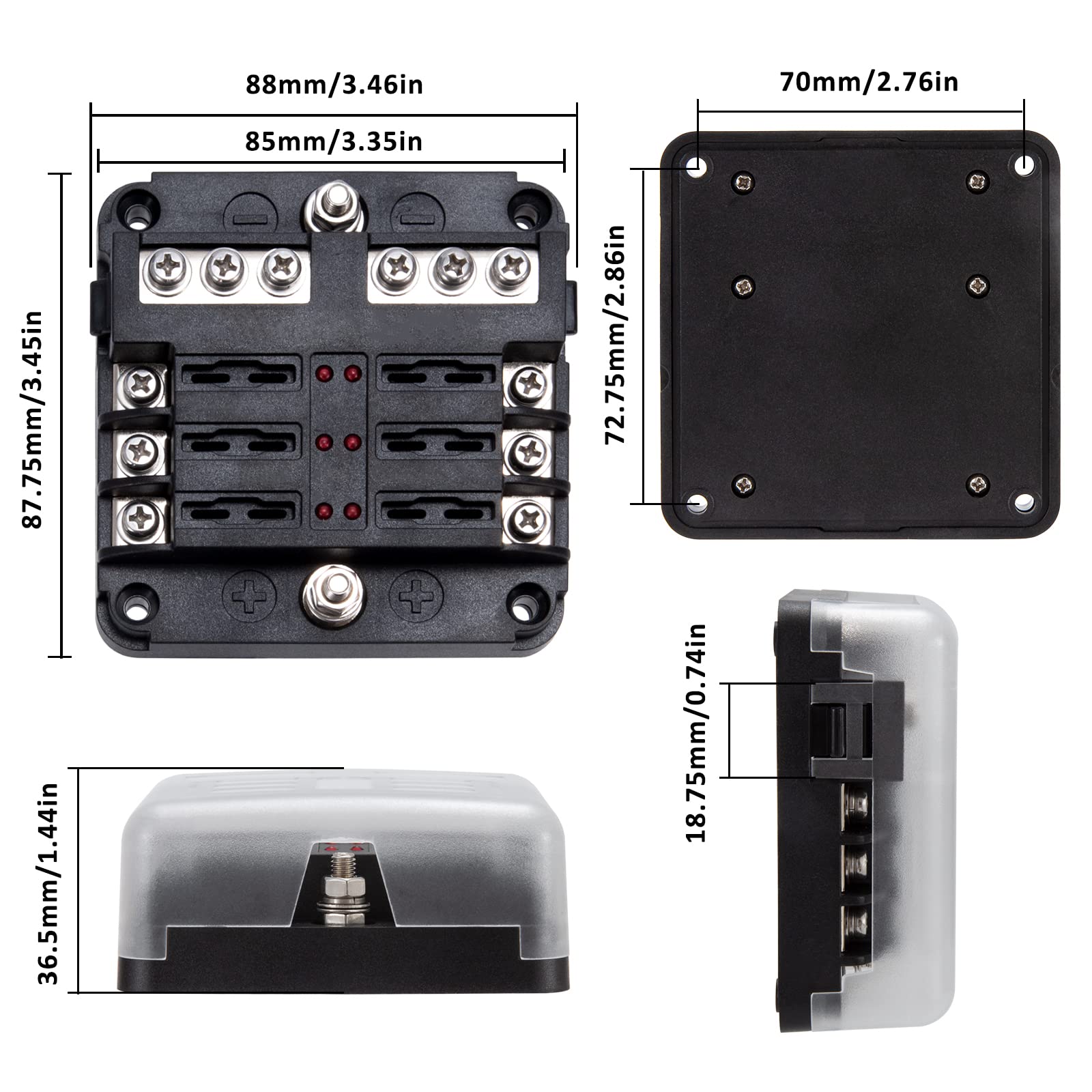 Supporto Scatola Fusibili Lama Standard Circuito A 4 Vie 12 V/24 - Foto 9