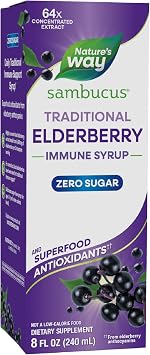 Natures Way Sambucus Zero Sugar Traditional Immune Syrup, 8 Fl Oz