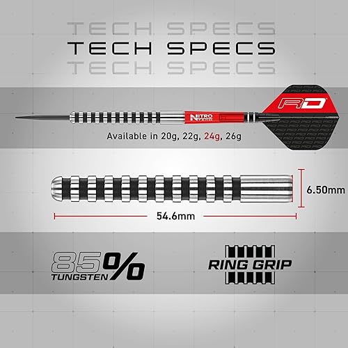 Miniatura 4 de RED DRAGON Javelin Black - Juego de dardos con punta de acero de tungsteno de 0.78 oz, 0.85 oz con vuelos y tallos
