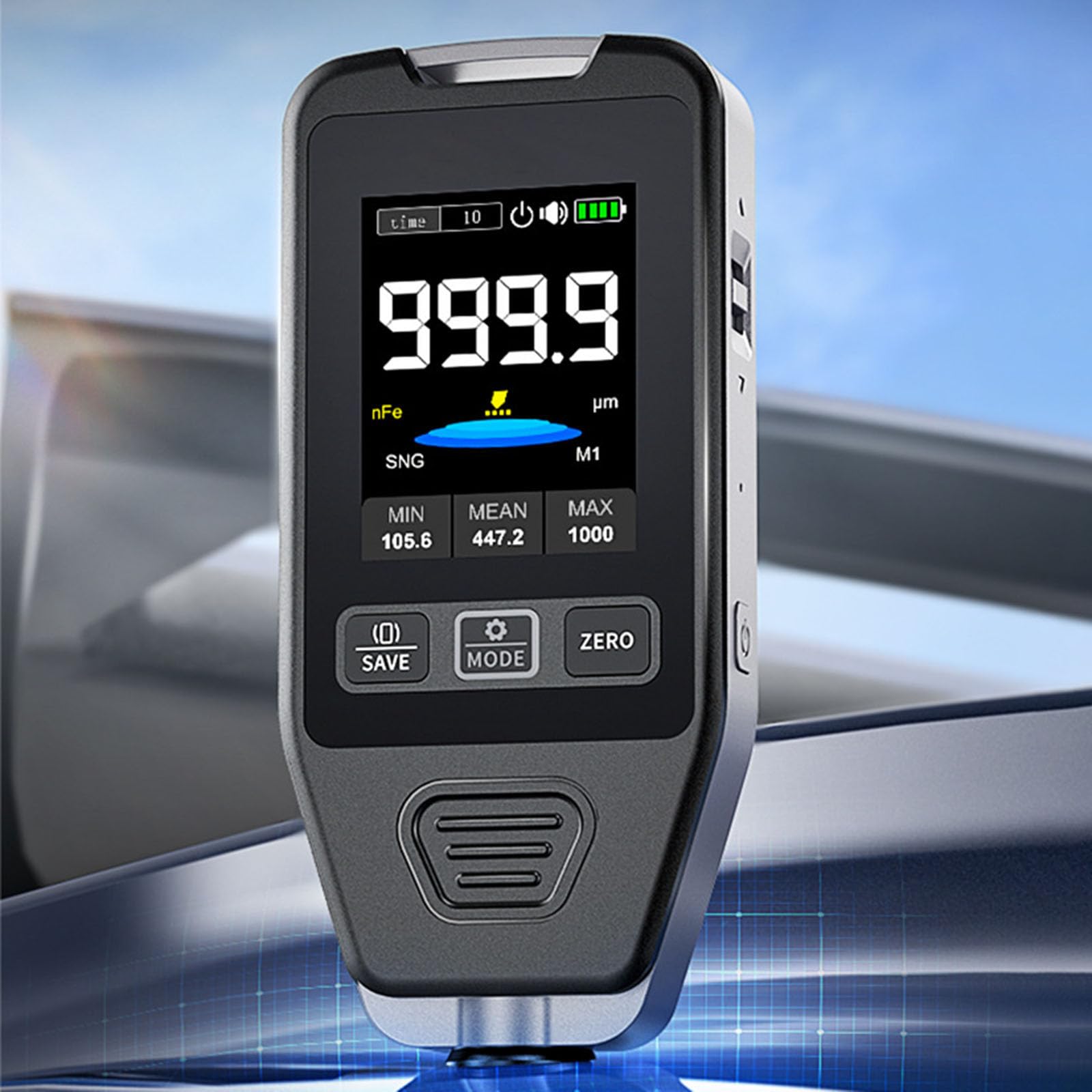 Compteur d'épaisseur de peinture polyvalent avec plusieurs options d'unité - Testeur d'épaisseur de revêtement efficace pour automatisme et utilisation industrielle - Détecteurs de peinture de haute