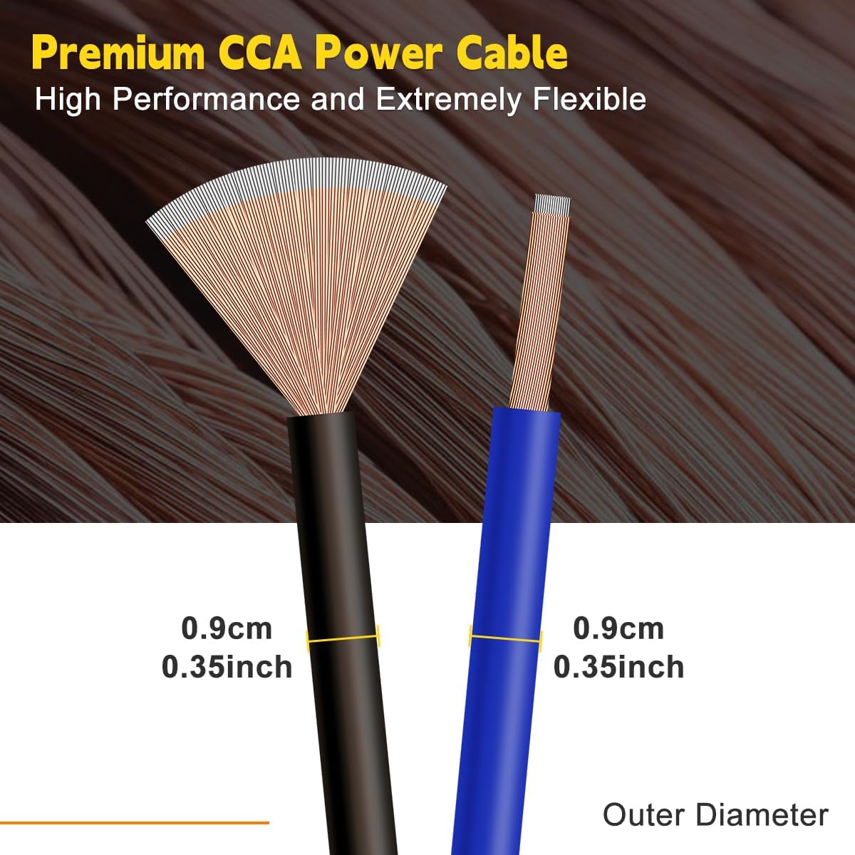 4 Gauge Automotive Battery Cable, 4 AWG Copper Clad Aluminum (CCA) Wire for Car, Truck, RV, Boat, Heavy Duty Flexible 12V Battery Wire, Corrosion-Resistant 4 Gauge Amp Wire Kit 12V Cable Wire