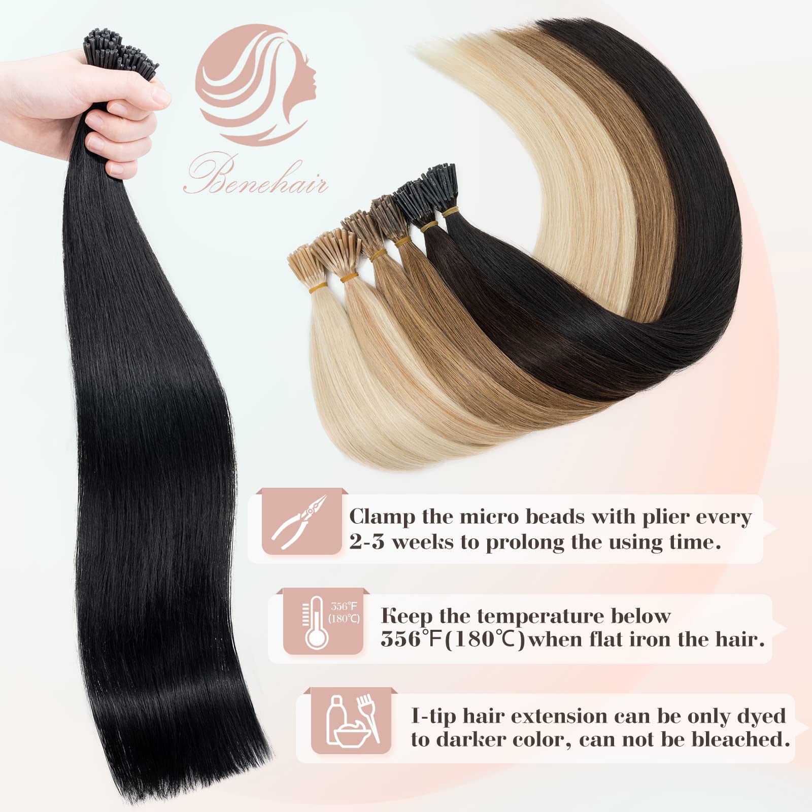 Amazon.com : Benehair I Tip Hair Extensions - 18 Inch Cold  display picture 2