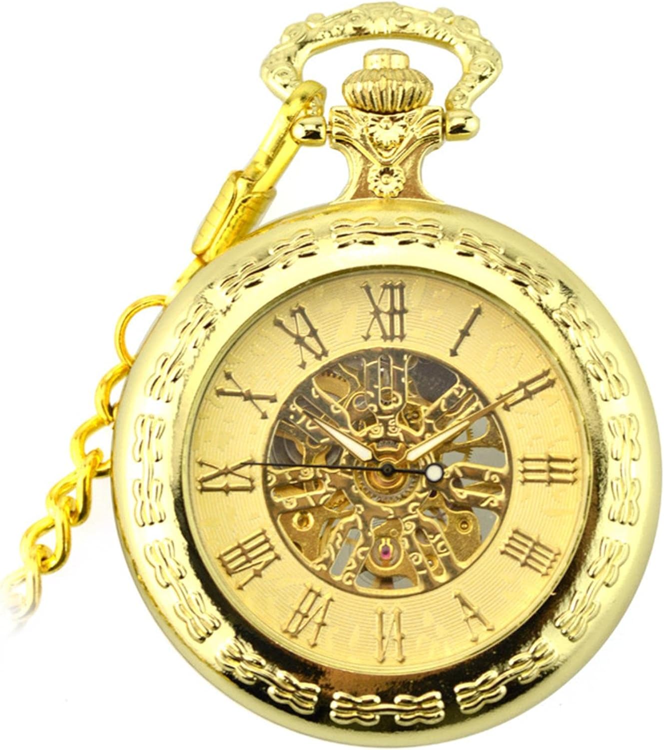 Pocket Watches for Men, Men's Vintage Pocket Watches Mechanical Steampunk Watches Clock Pendant with Chain Box Best(Silver)
