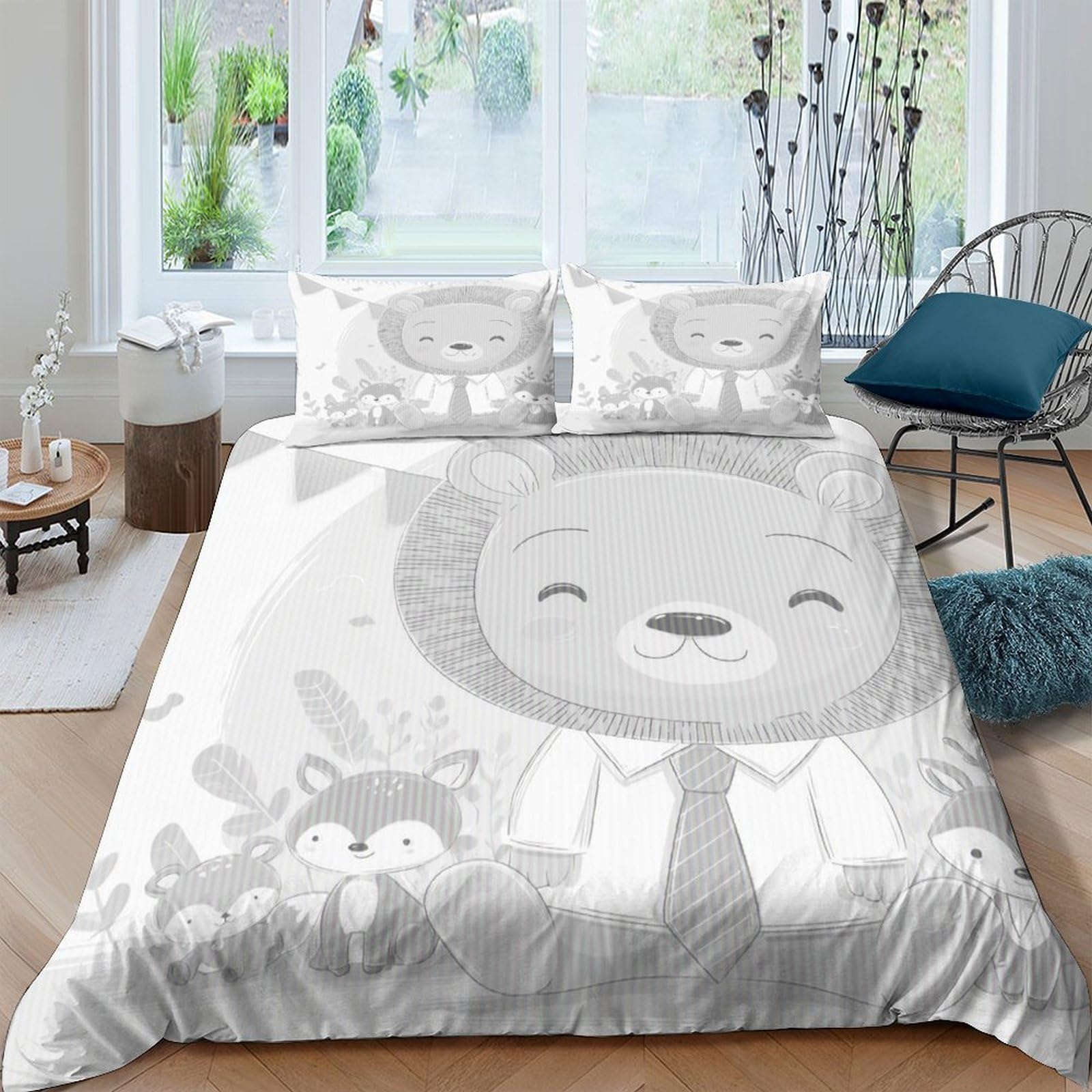 Ctjqhvkz Style-9 3D Printed Cartoon Bear Fitted Sheet Microfiber Soft Breathable Animal Fox Mattress Cover For Bedroom Dorm Decor Single（135X200cm）