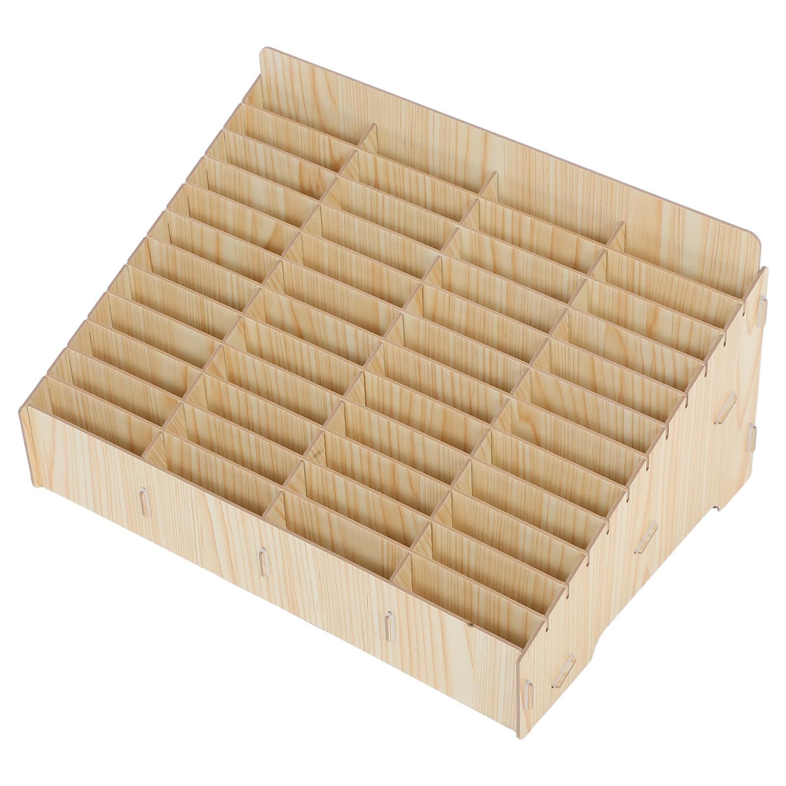Hemobllo Organizer per Telefono da Scrivania, Portatelefoni in Legno 48 Scomparti, Beige, per Scuole e Aula, Scatola Portaoggetti Salvaspazio per Organizzare Telefoni