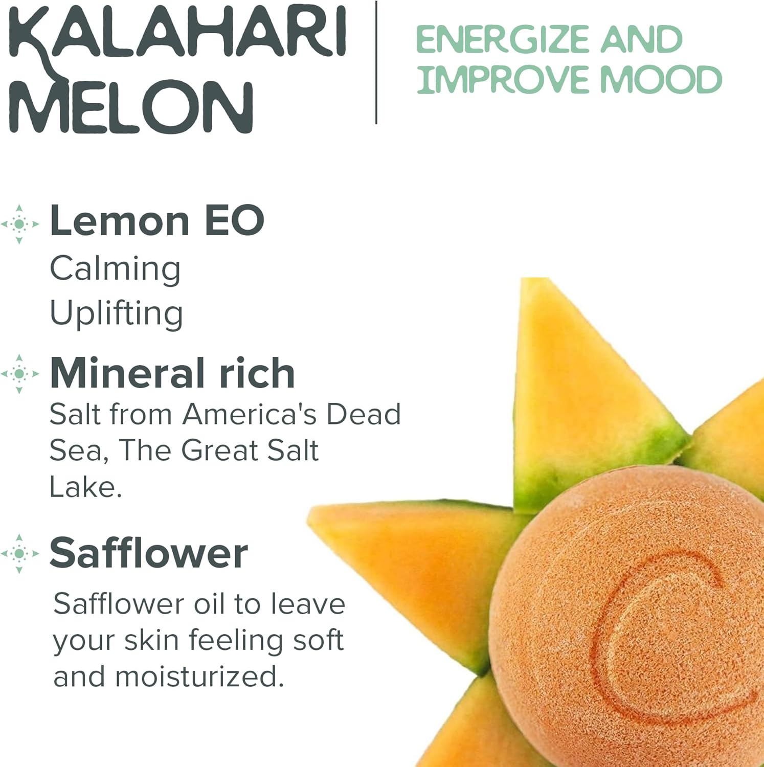 Cosset Bath Bombs - Organic Kalahari Melon Bath Bombs for Women - Relaxing Bubble Bath Bomb Gift Set with Essential Oils - Softens and Moisturizes Skin - 6pcs