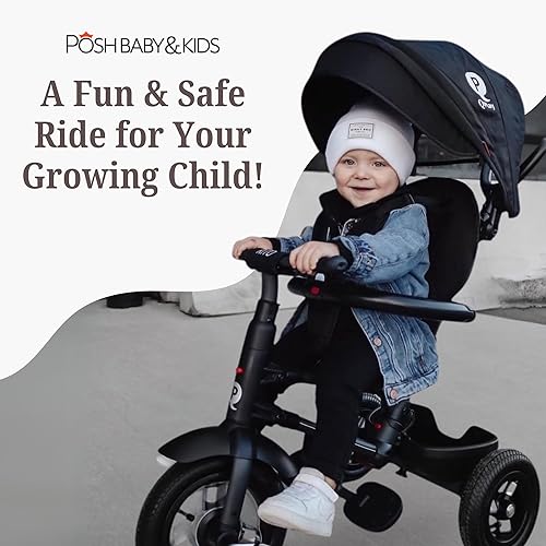 Miniatura 7 de QPlay Rito Triciclo con diseño fácil de plegar  Neumáticos portátiles, compactos y llenos de aire  Triciclo de empuje controlado por padres para