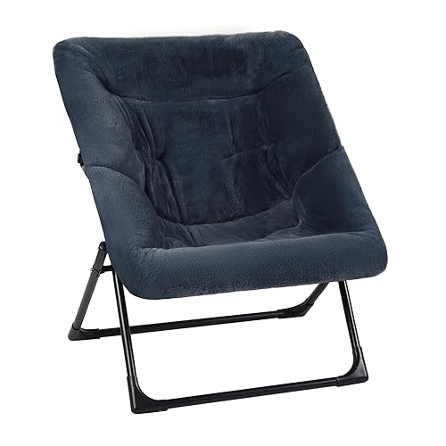 Comfy Saucer Chair for Adults, Soft Faux Fur Bedroom Chair,