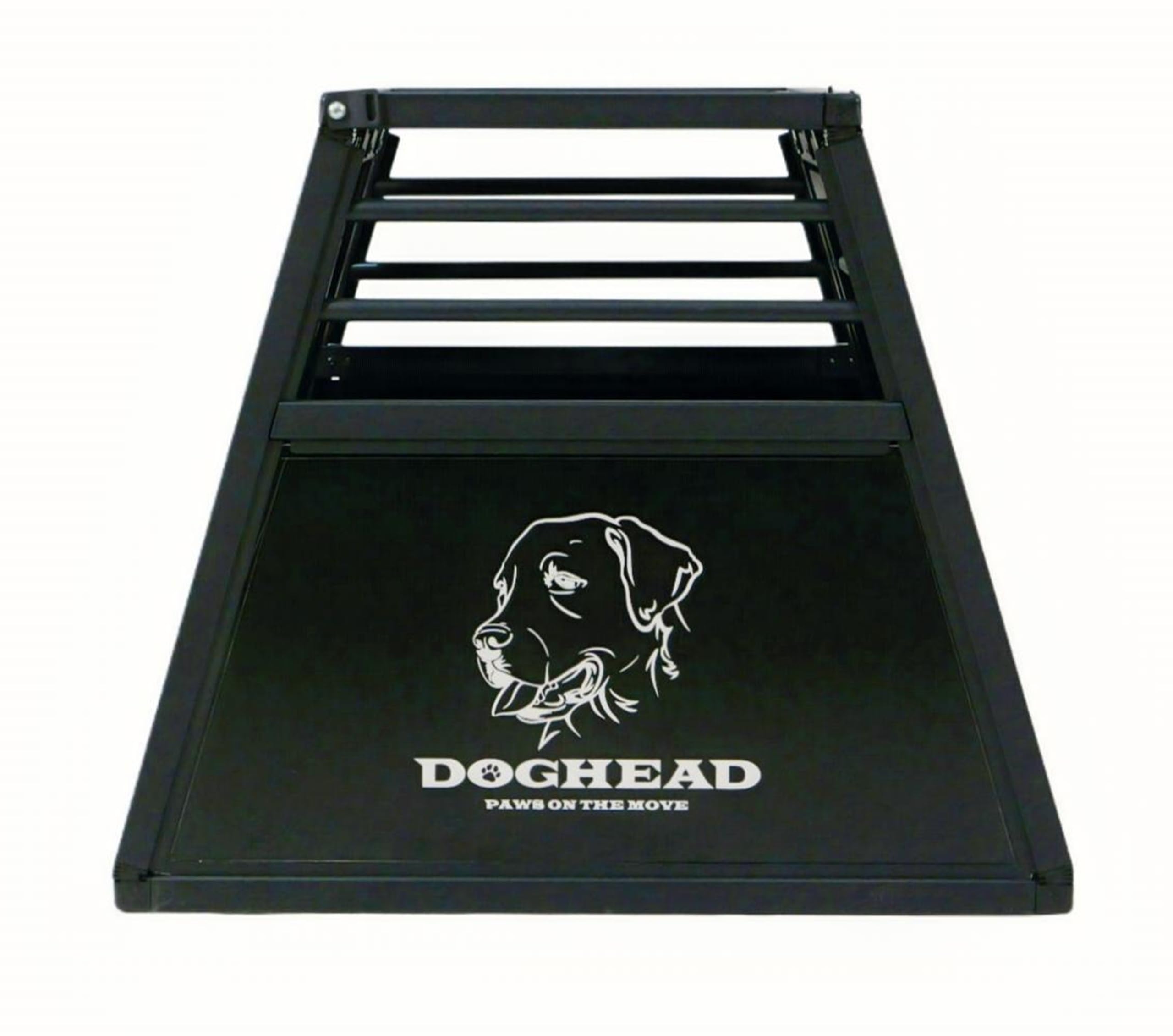DOGHEAD Hundetransportbox Proline, Single 55x65x55 cm, Schwarz, Aluminium, Beidseitig Abgeschrägt 75°, mit Notausstieg