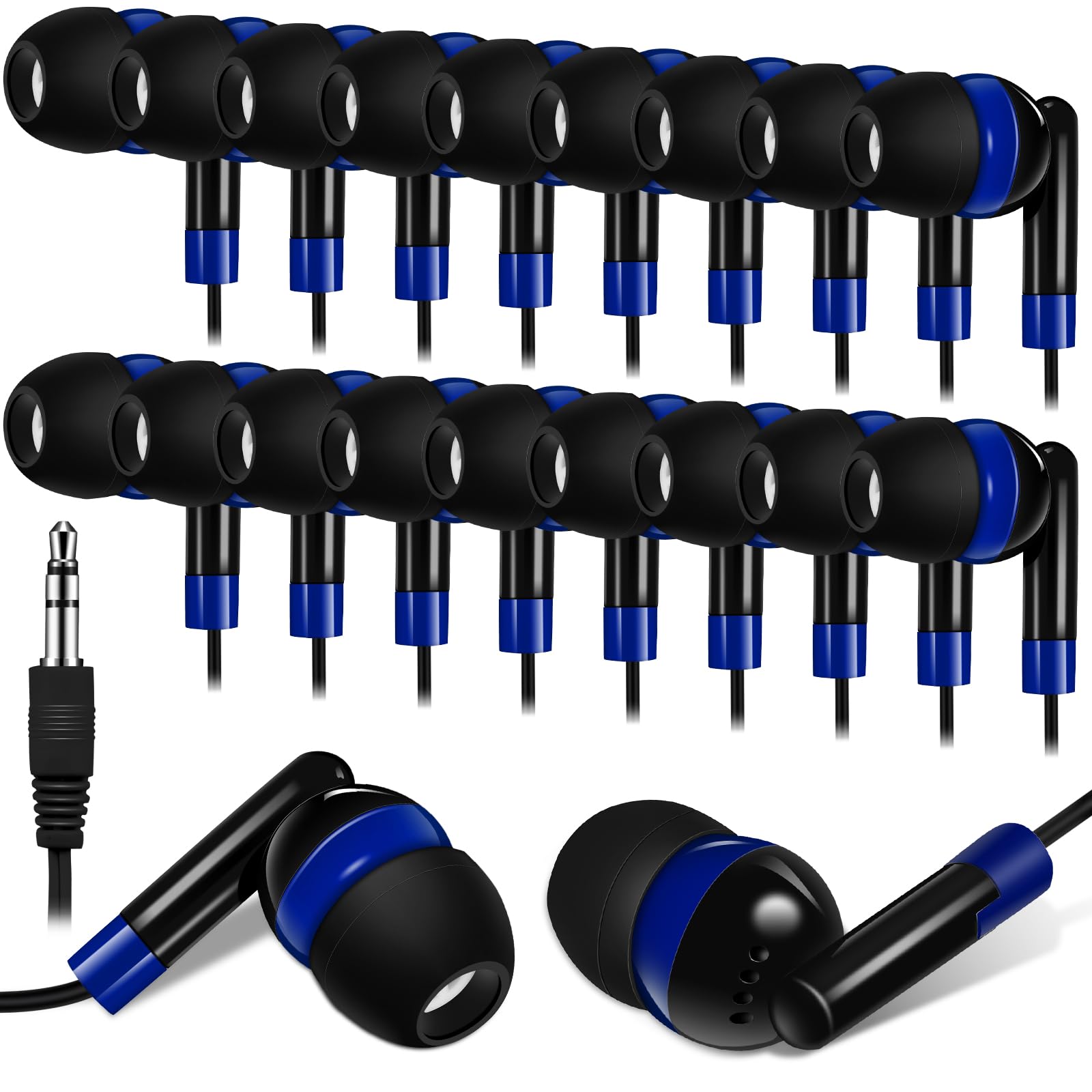 Kanayu 100 Pack Wired Earbuds Bulk for Classroom Ear Headphones Wired Basic Student Earbuds No Microphone with 3.5mm Jack for Class Laptop School