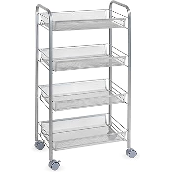 GOPLUS Servierwagen mit 4 Etagen, Küchenwagen aus Metall, Metallwagen