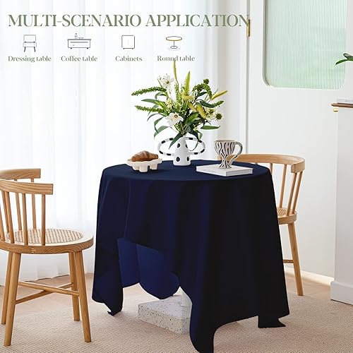 Miniatura 6 de BYDOLL Mantel azul marino de 60 x 84 pulgadas para mesas rectangulares de 6 pies, lavable al aire libre, sin arrugas y derrames, mantel de poliéster