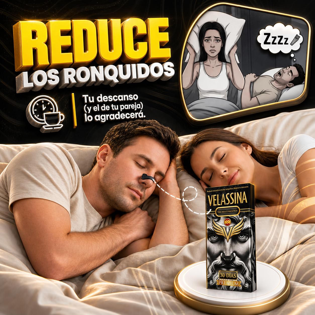 Tiras Nasales Magnéticas Premium - 4 Bandas Magnéticas + 60 Parches (Kit 30 Días) - Incluye Ebook Exclusivo - Tira Nasal Magnética para Respirar Mejor por la Nariz, Tiras Nariz Respirar