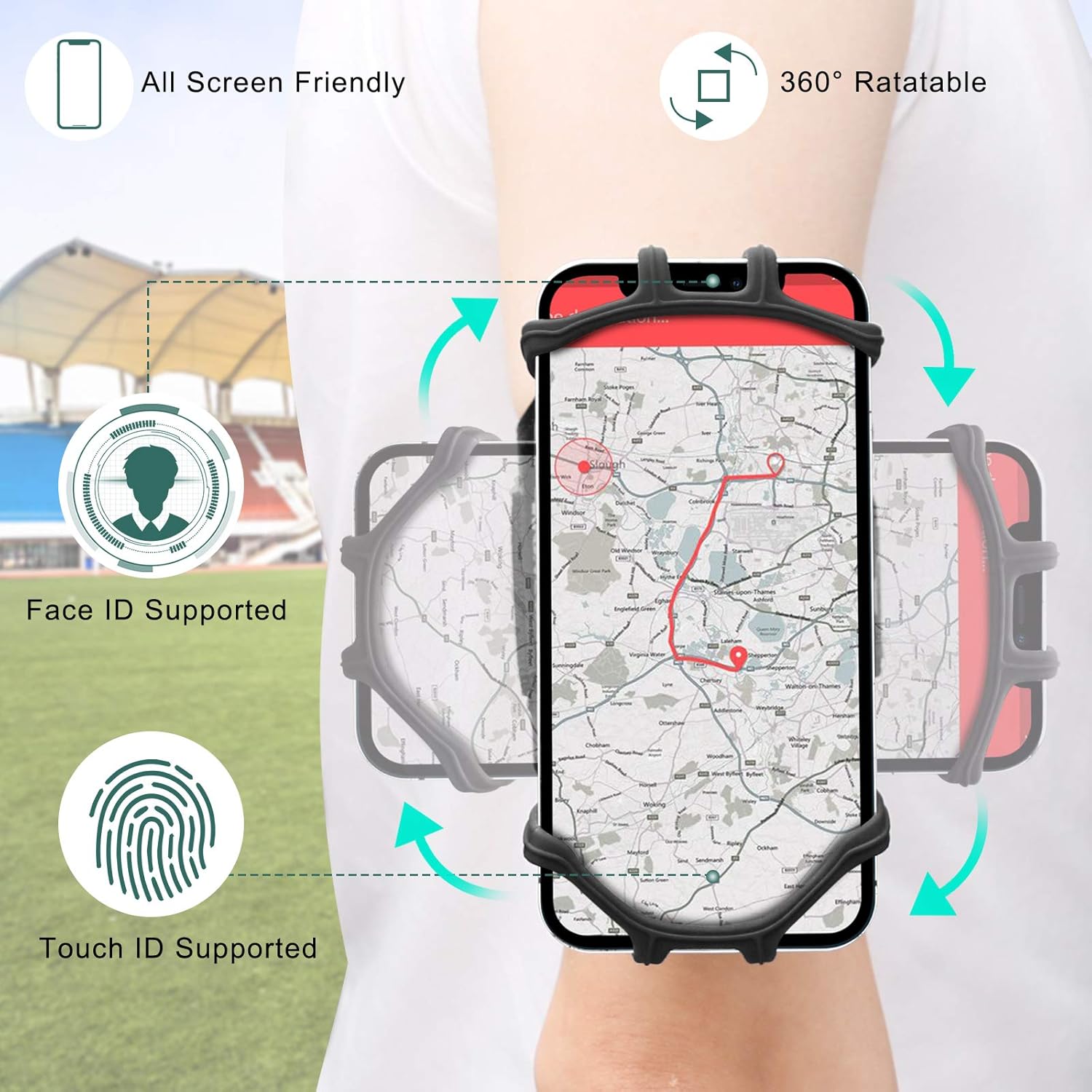 DONWELL Running Phone Holder, 360° Rotatable Phone Holder for Running and Detachable Design, Running Armband for iPhone 13/ Pro/ Pro Max and All 4-6.7inch Smartphones for Biking Hiking Running Walking : Cell Phones & Accessories