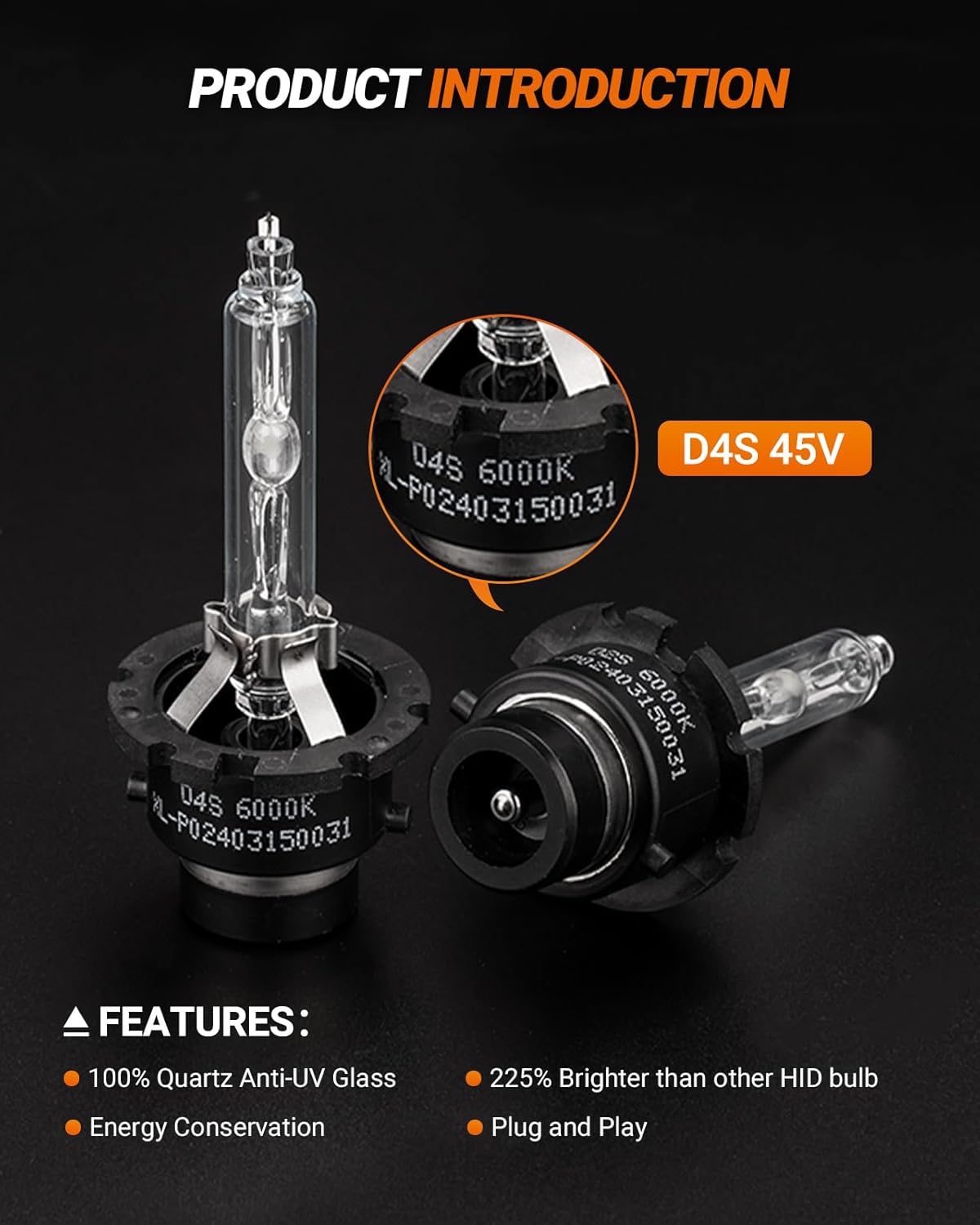 SEALIGHT D4S HID Bulbs Xenon 6000K Cool White 35W Replacement 42402(C1), 66440, 66440CBH, 66440CBI HID Light Bulb, Pack of 2