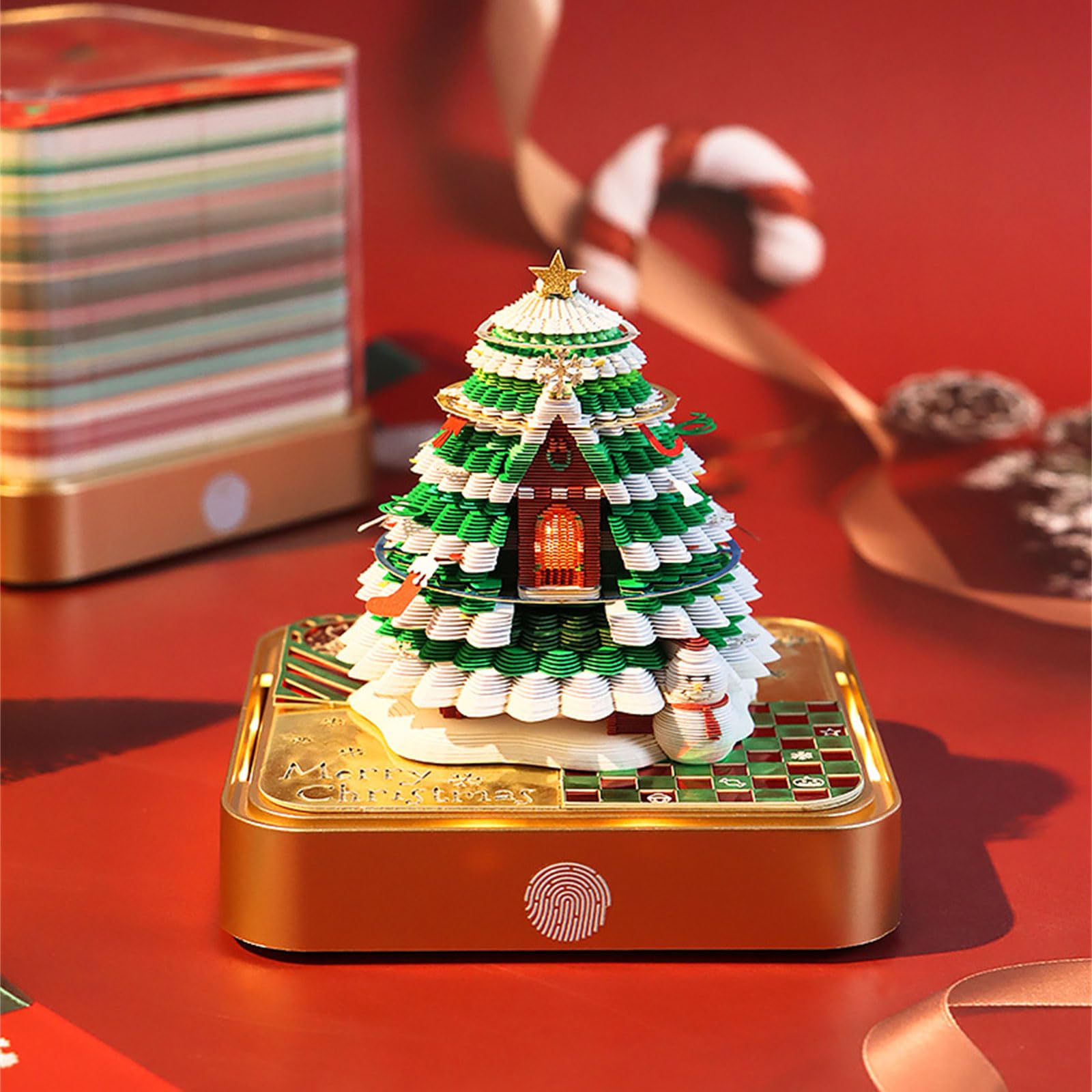 Calendrier mémo réutilisable 2026 tridimensionnel avec lumières LED à activation tactile et papier décoratif pour les vacances, cadeau créatif, décoration de bureau