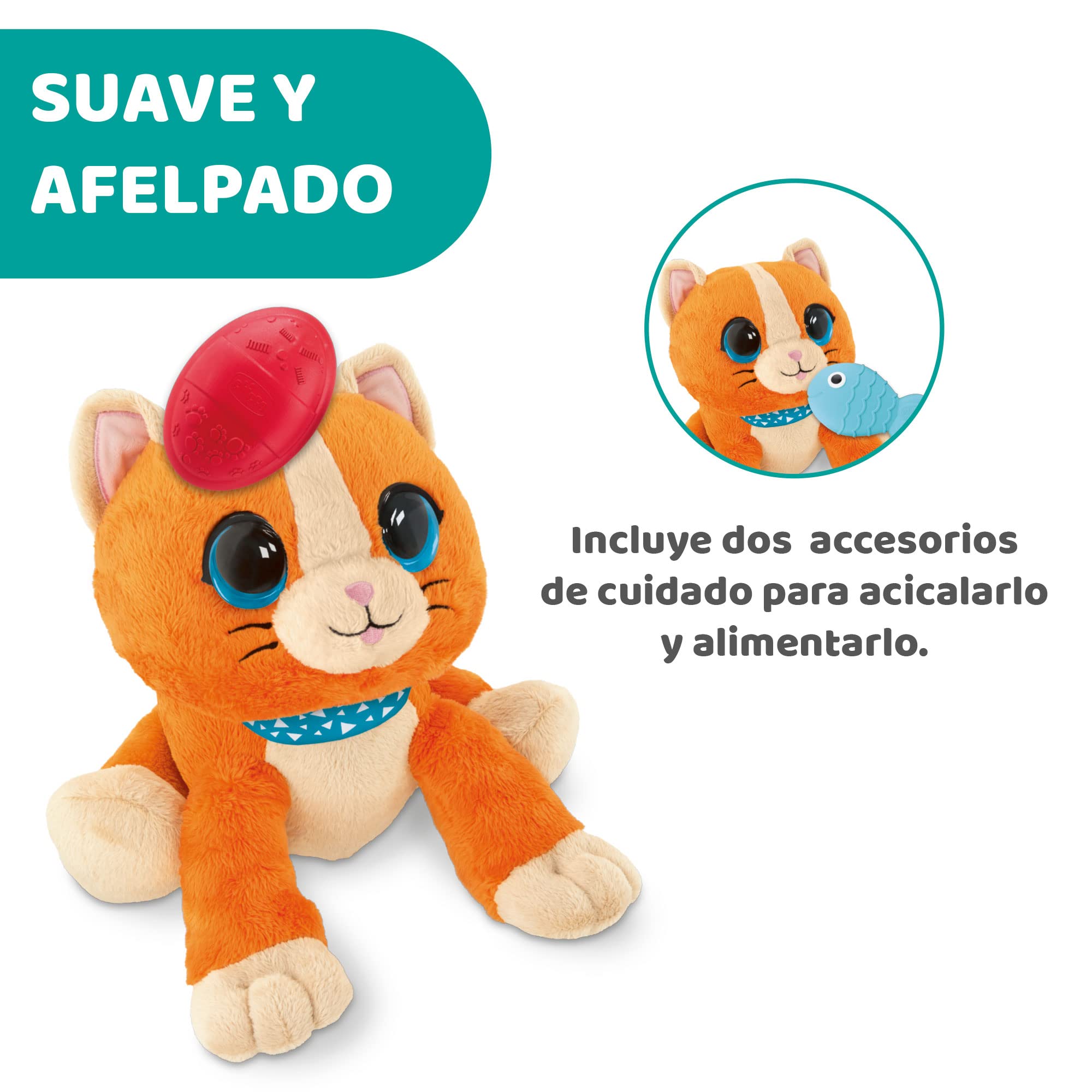 Chicco Maskotka Interaktywna Chicco kotek A Kuku, Elektroniczna Pluszowa Zabawka 2w1, Kolor Pomarańczowy, 18 m+
