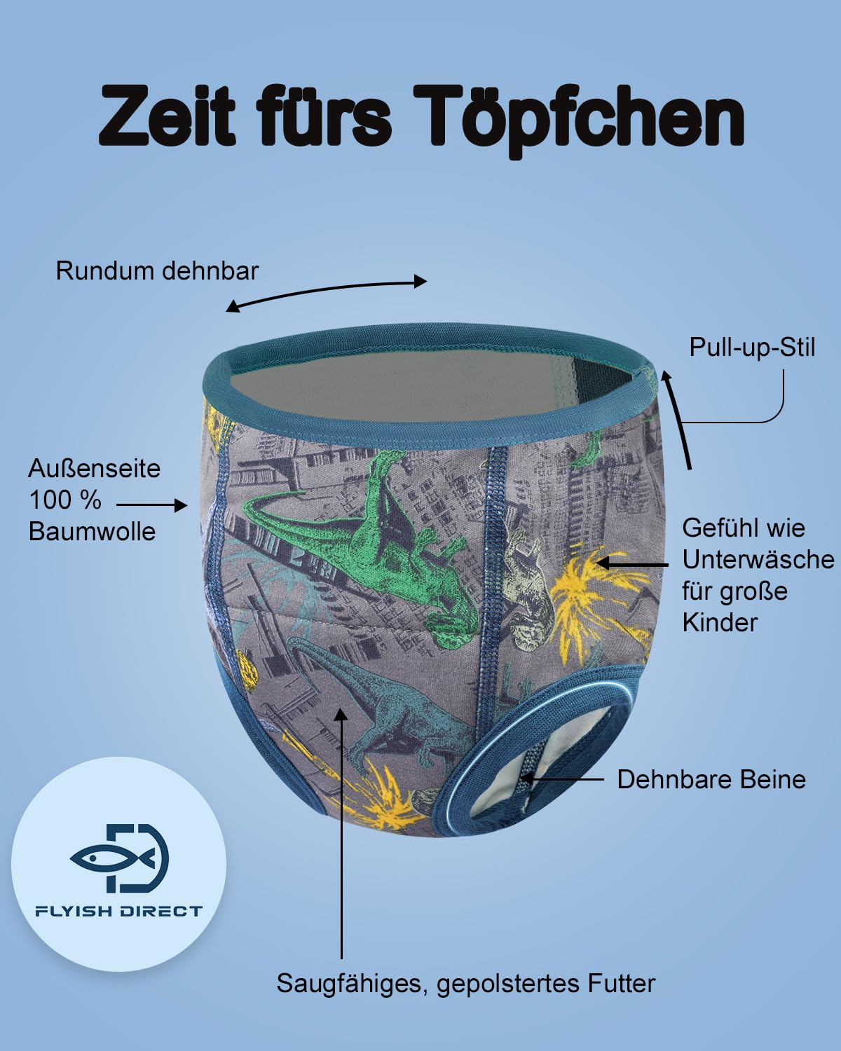 FLYISH DIRECT Töpfchen Trainingshose, Kinder Töpfchentraining Unterwäsche für Jungen und Mädchen, Bequem und Atmungsaktiv - 5