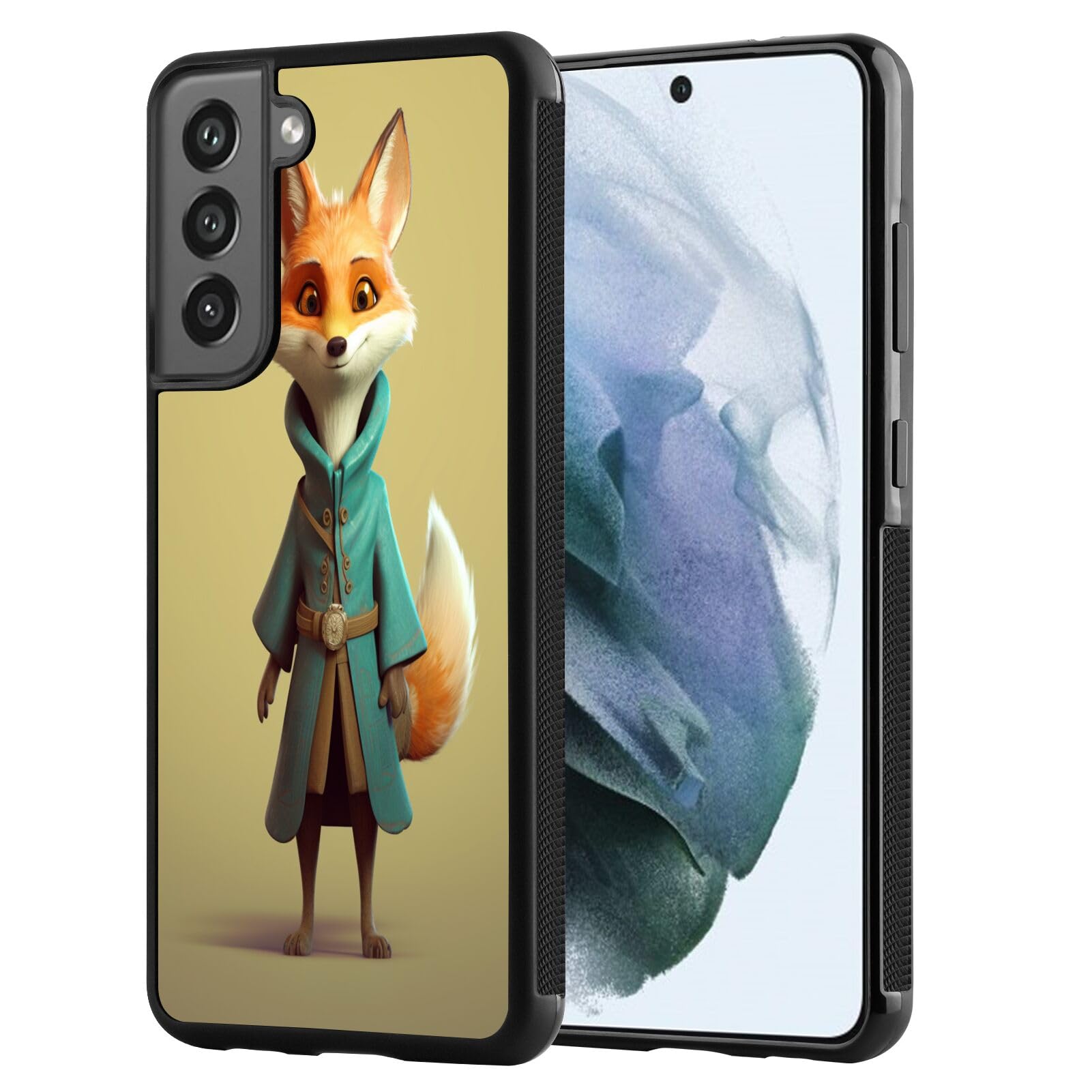 Black TPU Case Fits Samsung Galaxy S21 FE with Fox-aa22 Pattern Design Black Soft TPU Slim Fit Anti Scratched Protection Cover Case for Samsung Galaxy S21 FE