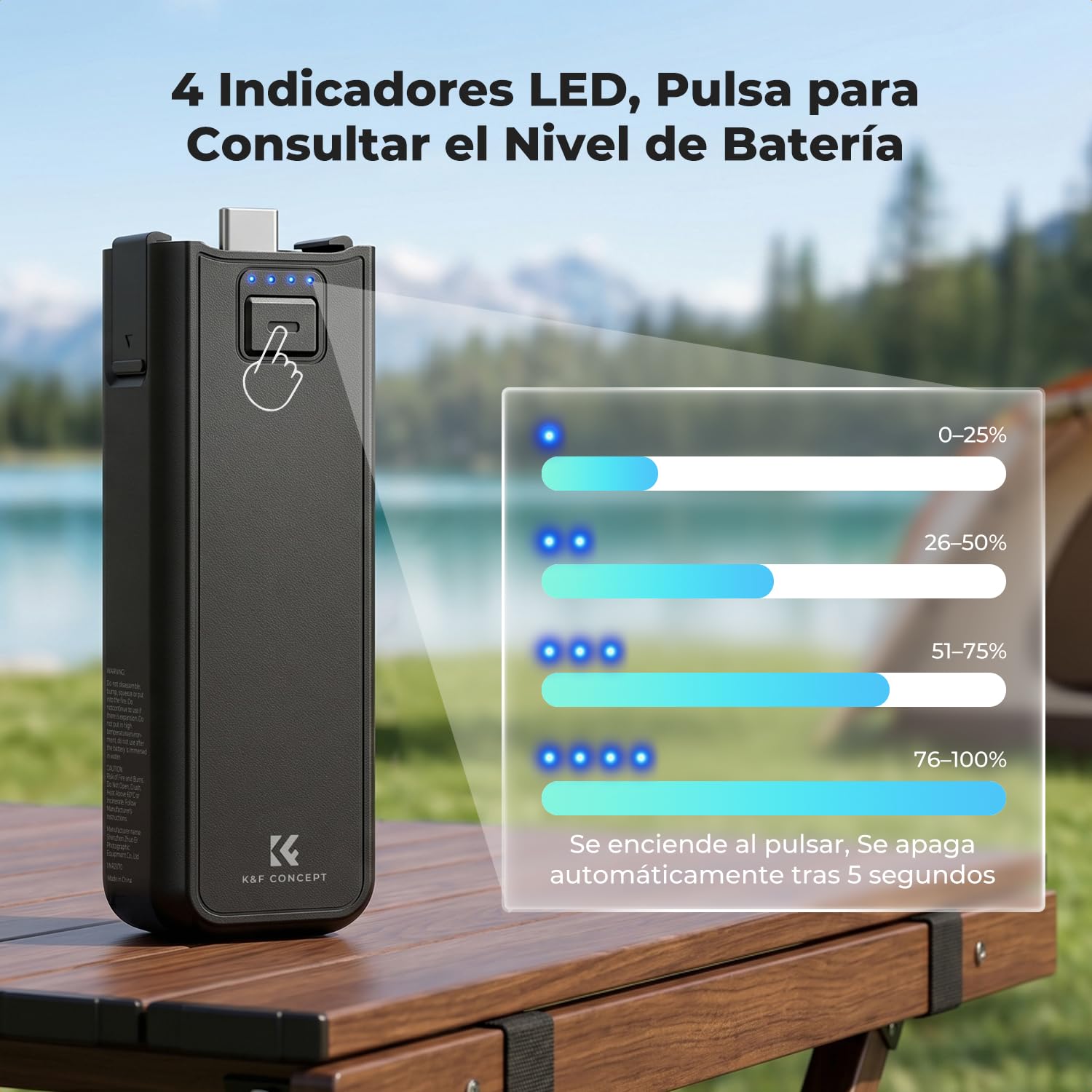 K&F CONCEPT Manija de batería de 5000mAh compatible con Osmo Pocket 4/Pocket 3, para accesorios de Osmo Pocket 3, batería completamente desbloqueada