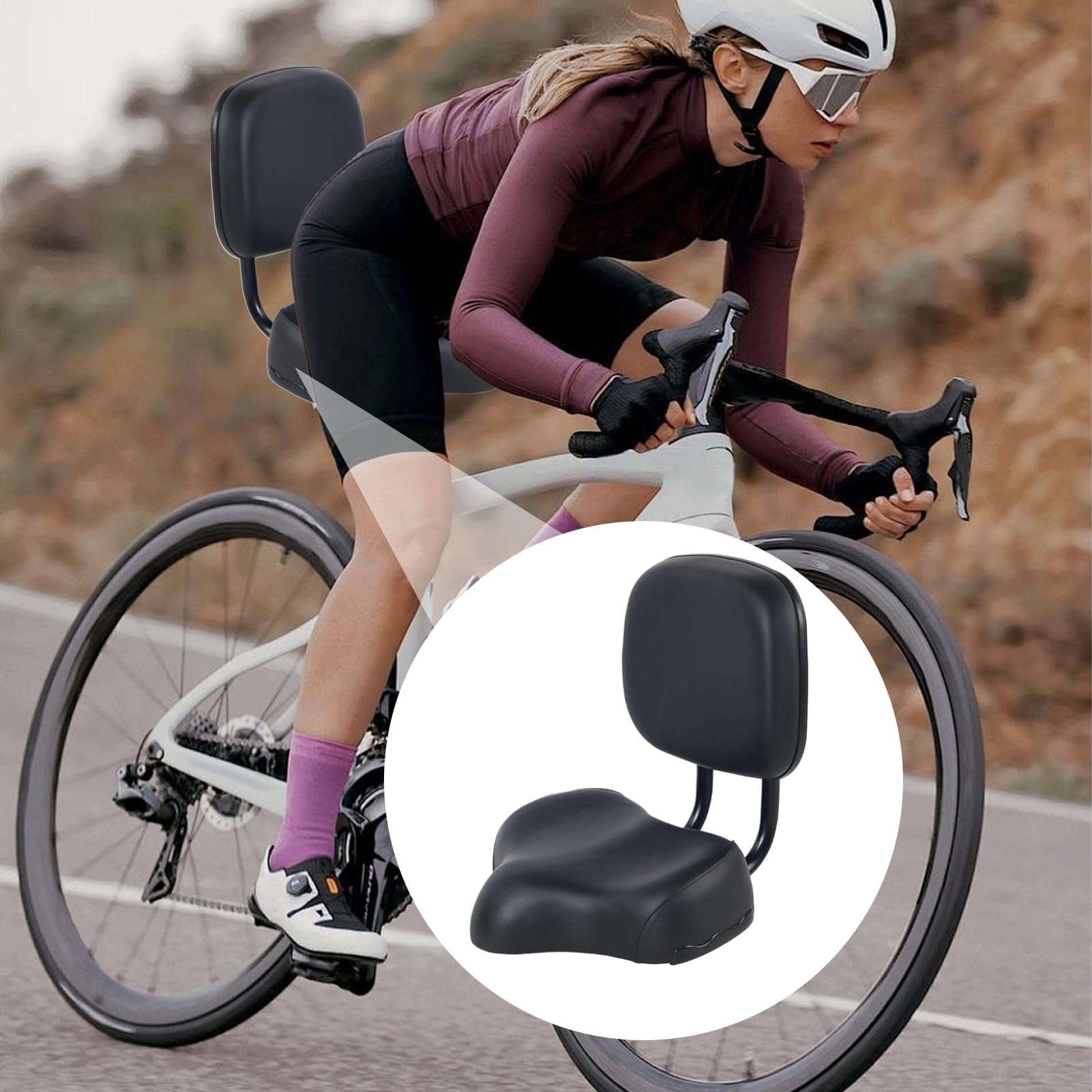 Asiento de bicicleta – Acolchado de espuma suave, cubierta ventilada, forma estrecha y aerodinámica, diseño para aliviar la presión de la cadera | para Road Mountain Touring Fitness