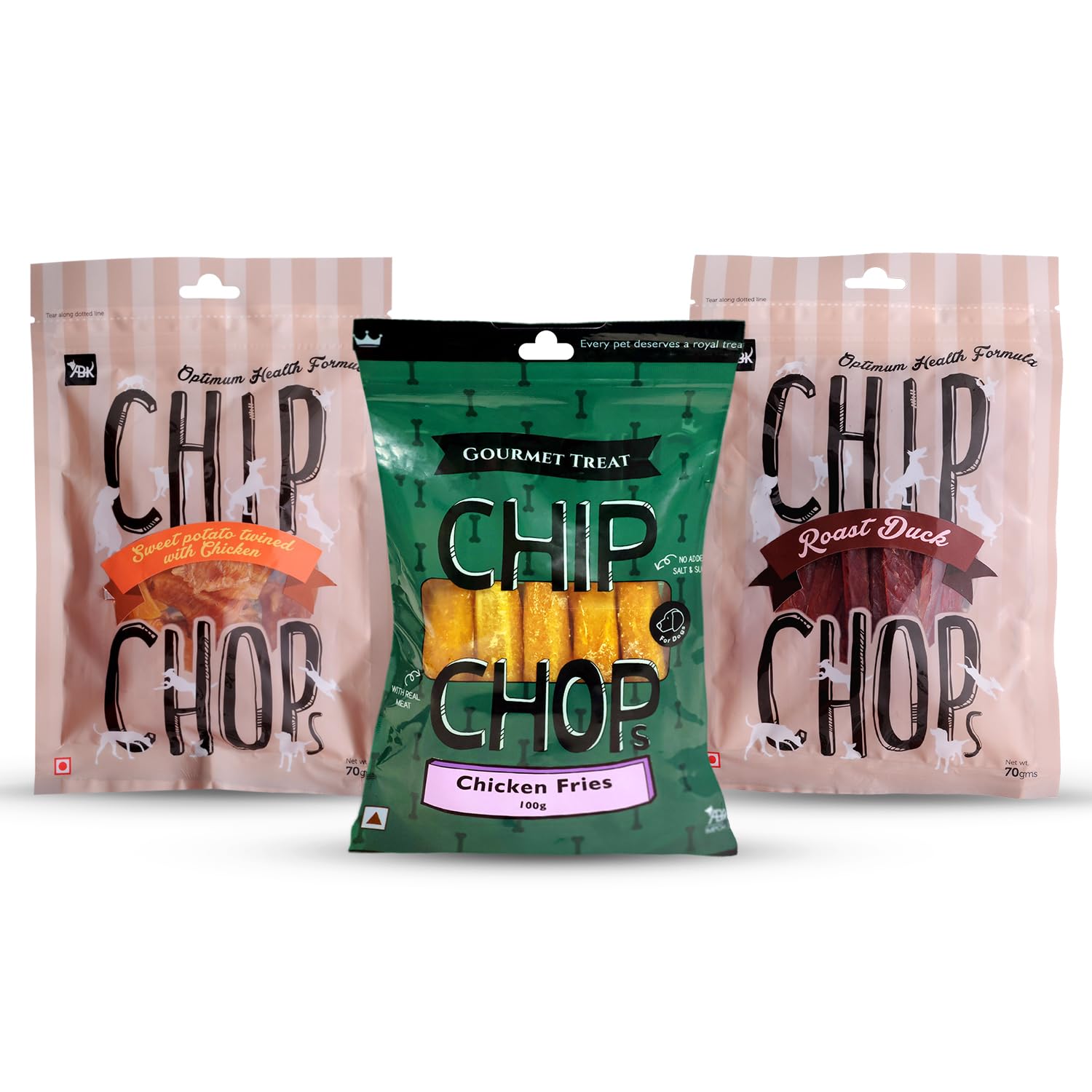 Chip Chops Dog Treats Combo (Chicken Fries Gourmet Treat, 100gm, Roast Duck Strips and Sweet Potato Chicken, 70gm Each) - Suitable for All Breeds (B0C81XRRFT) Amazon Price History, Amazon Price Tracker