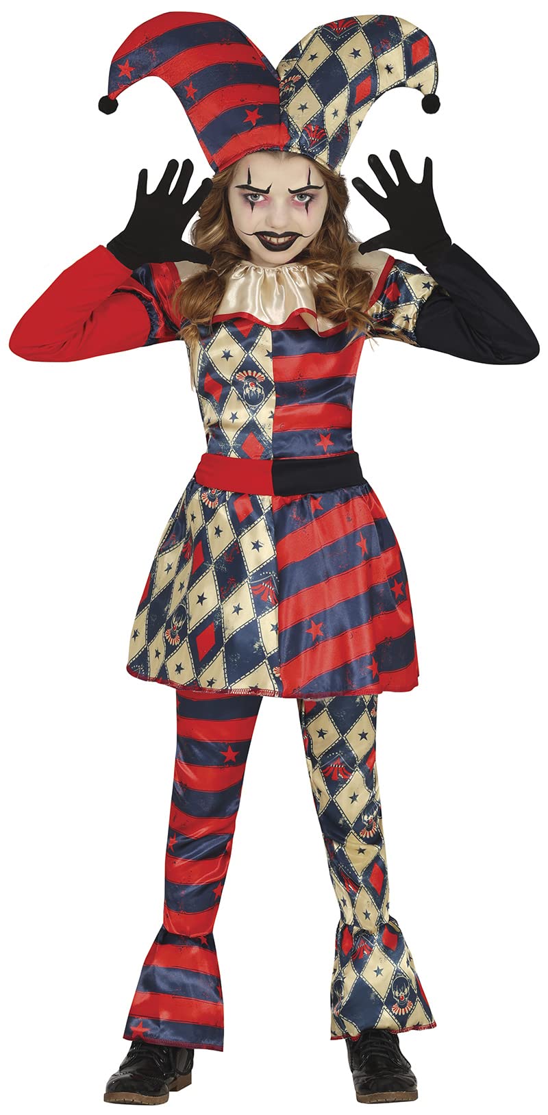 FIESTAS GUIRCA Diamond Harlequin Fancy Dress for Girls - Clown Jester Kids Costume - Halloween Girls Costumes 7-9 years