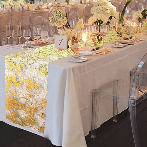 Miniatura 9 de VIJIV Camino de mesa plateado de 11 pulgadas x 50 pies, camino de mesa brillante para fiesta, centro de mesa, decoración para boda, recepción,