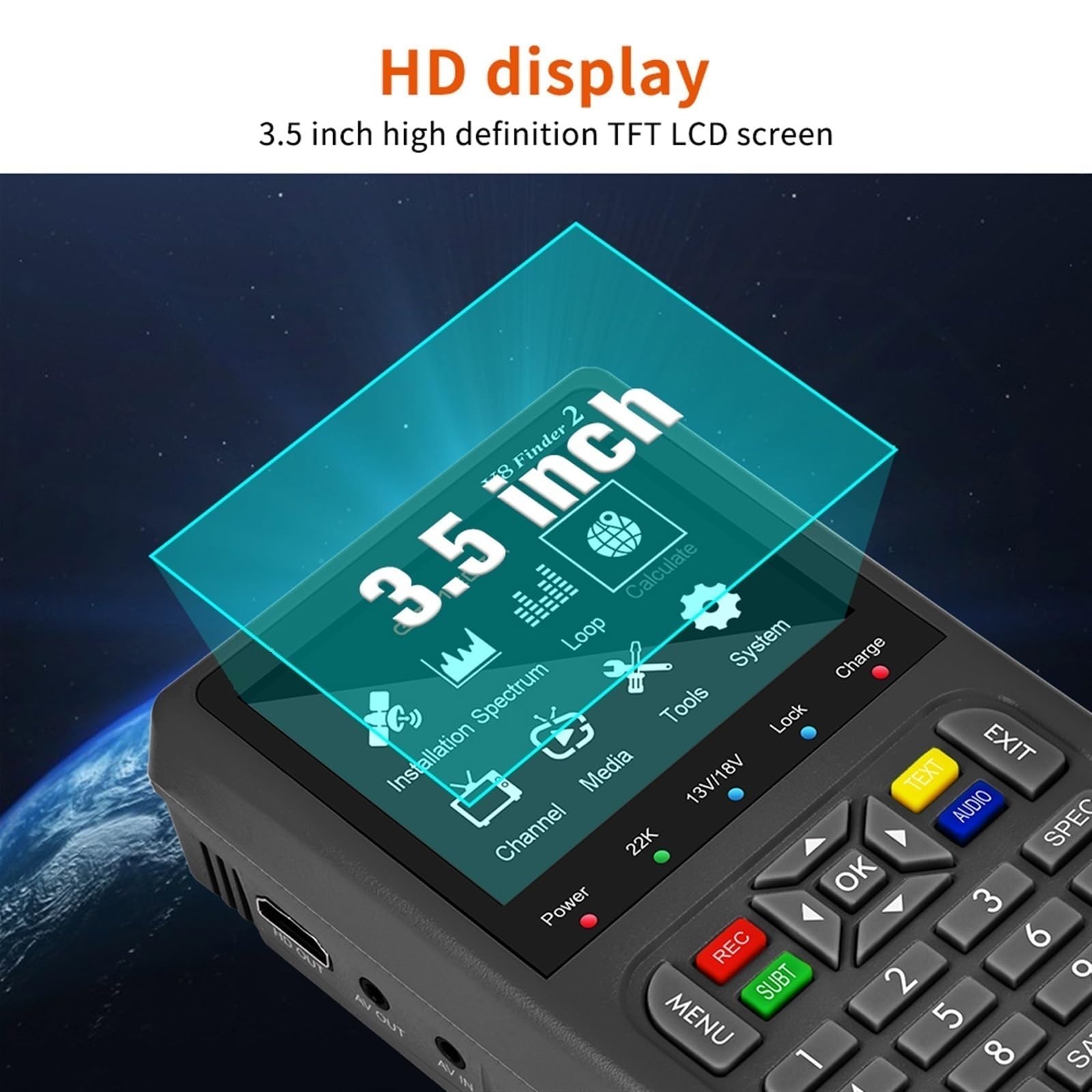 Buscador De Satélite Digital DVB-S/S2/S2X H.264 1080P HD Receptor Señal TV Decodificador Satelital DeteccióN Precisa(Only Device)
