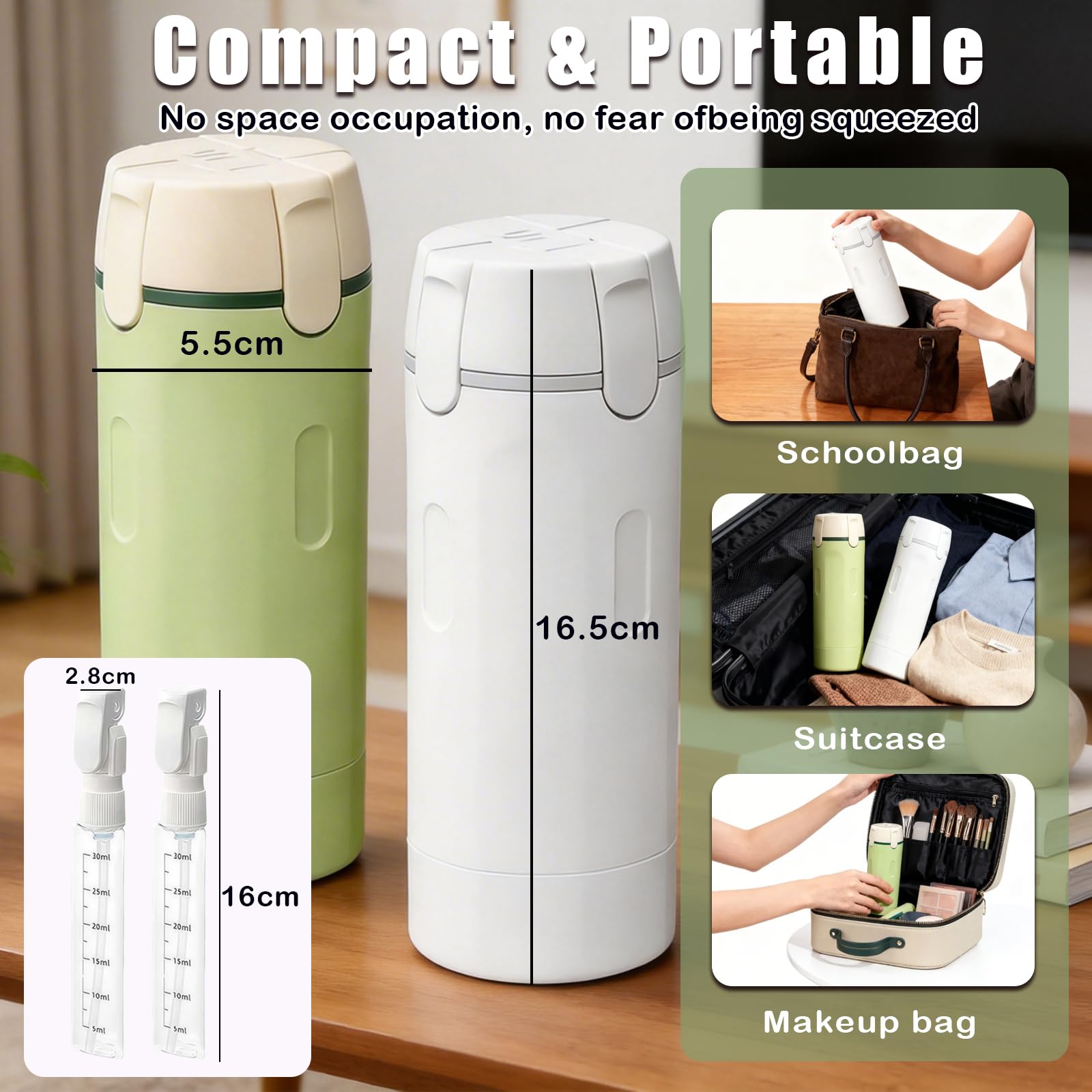 2PCS 4-in-1 Travel Dispenser Bottles, Refillable 40ml Toiletry Containers