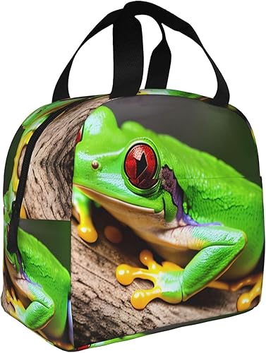 Miniatura 7 de Lonchera de trabajo, linda bolsa de almuerzo de viaje con ojos rojos y ranas para mujeres y hombres, contenedor de almuerzo aislado reutilizable de