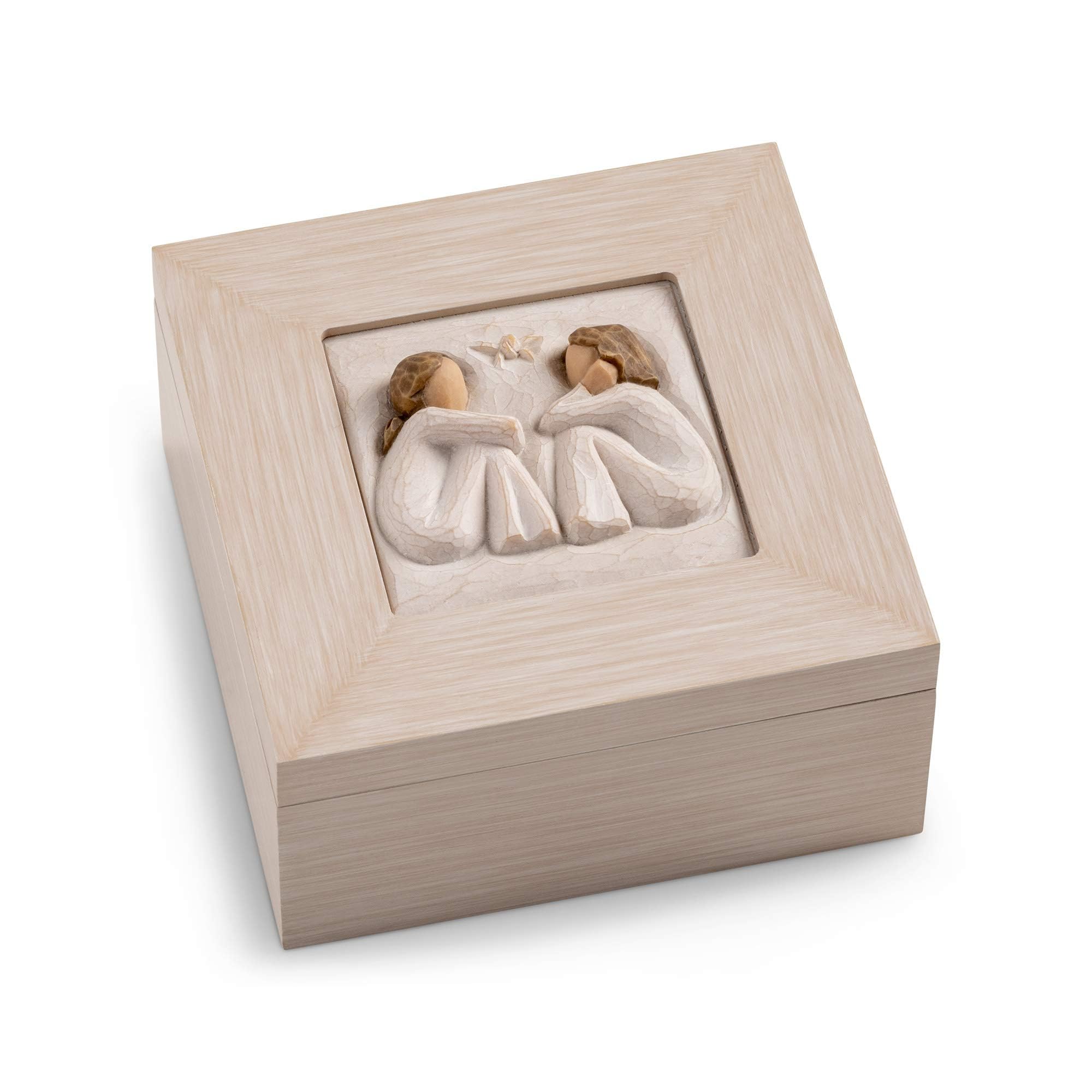 Caja de música de la amistad decorativa giratoria con figuras de resina tallada