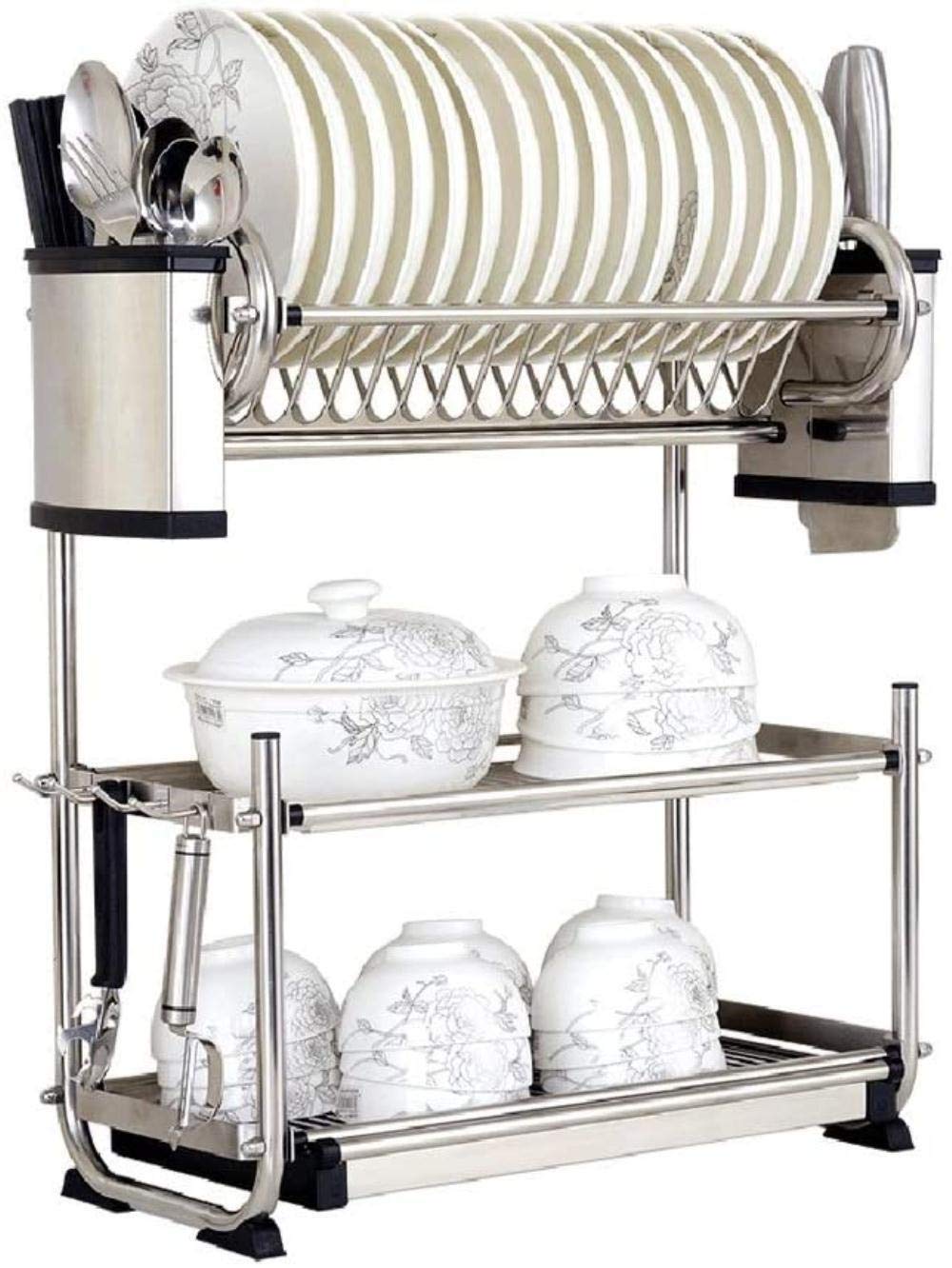 Rejilla De Drenaje Rejillas De Secado Escurridores De Platos Rejilla De Secado Rejilla De Drenaje Rejilla De Almacenamiento De Cocina Soporte para Escurreplatos De 3 Capas De Acero