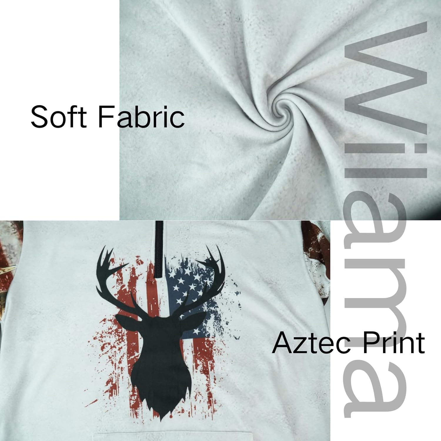 Men’s Western Fleece Sweatshirts Aztec Cowboy...