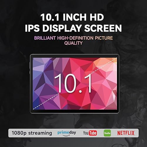 Miniatura 2 de HNVHNV Tablet de 10 pulgadas Android 13, 6 GB RAM 64 GB ROM, procesador Quad-Core, pantalla táctil LCD de 1280x800, WiFi, GMS, cámara dual,