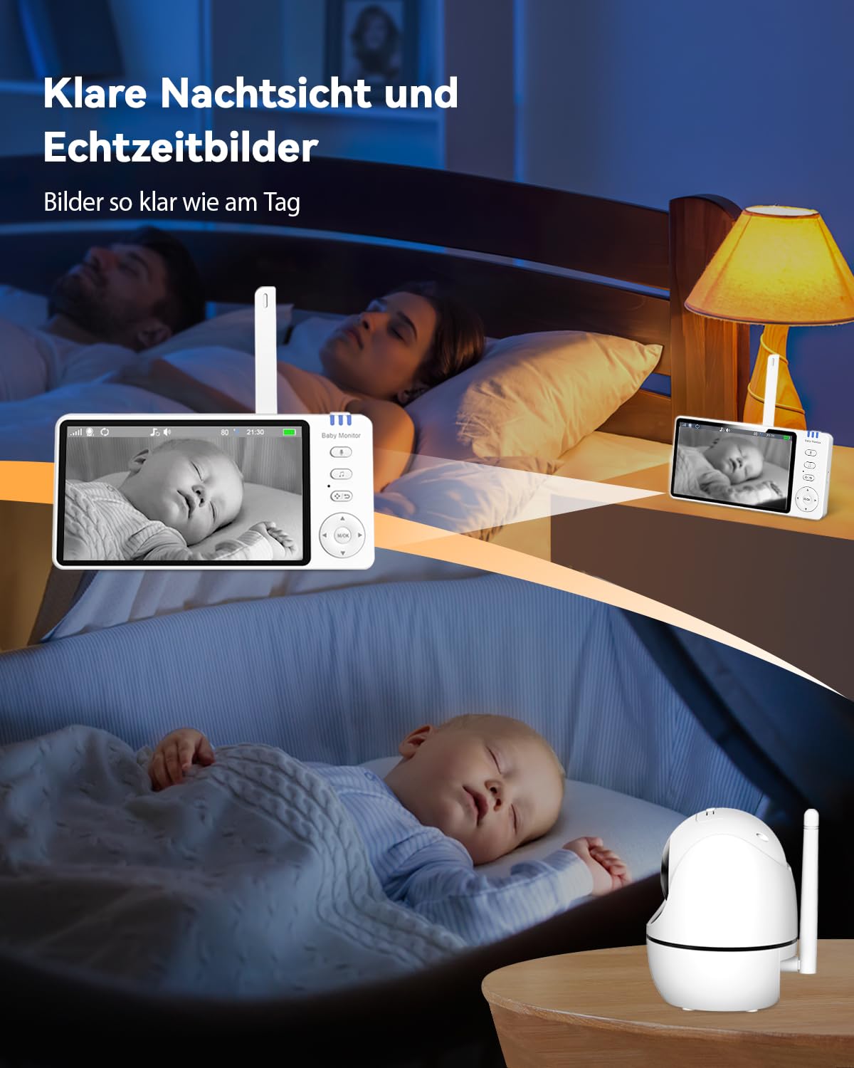 Babyphone Con Fotocamera Babystar - Schermo 3.2 Pollici, Visione Notturna, Audio Bidirezionale, Batteria 2100mAh - Foto 7