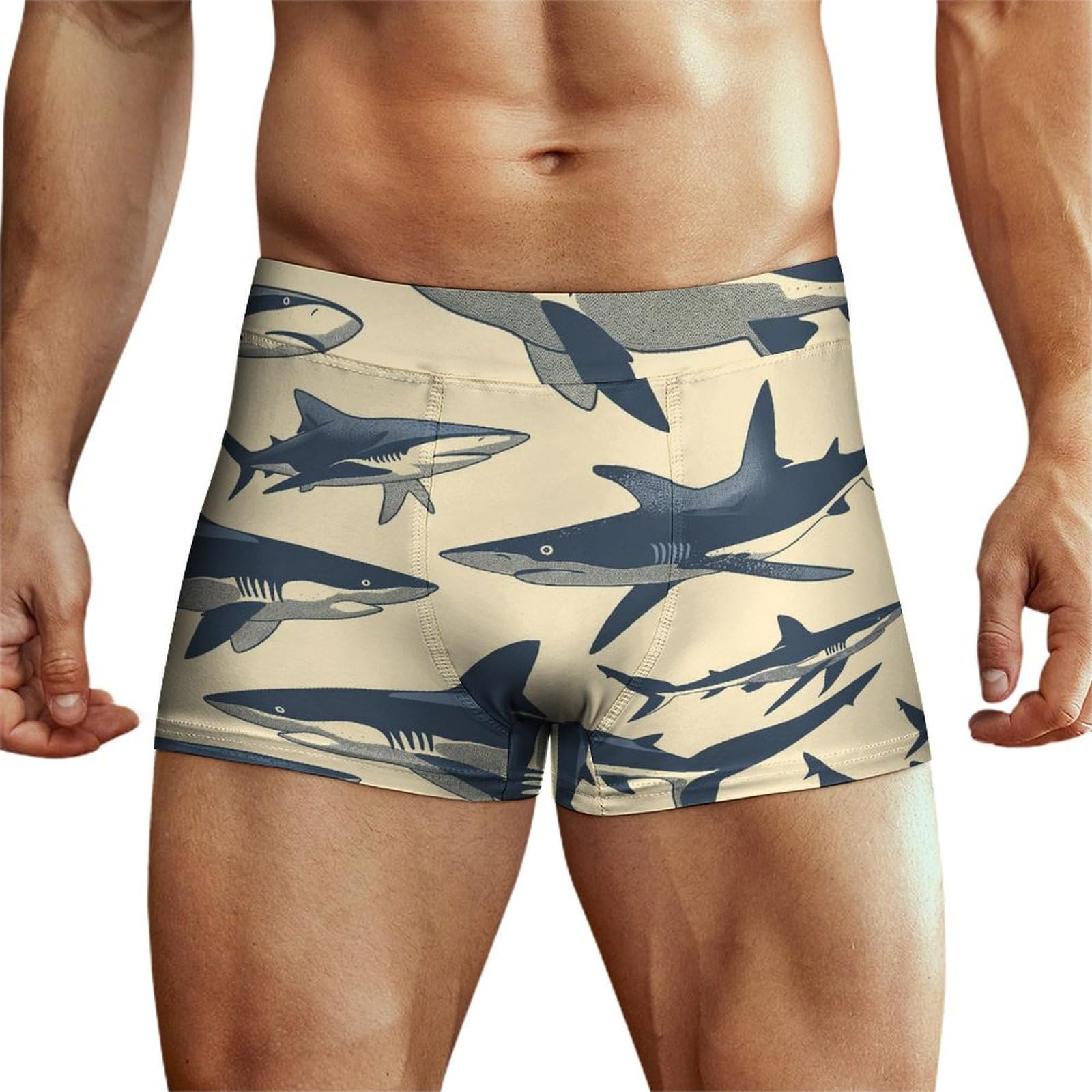 Bhtgtrfdtd Men's Multi1 Underpants Sharks Swimming Patterns Underwear Stretch Boxer Briefs For Man