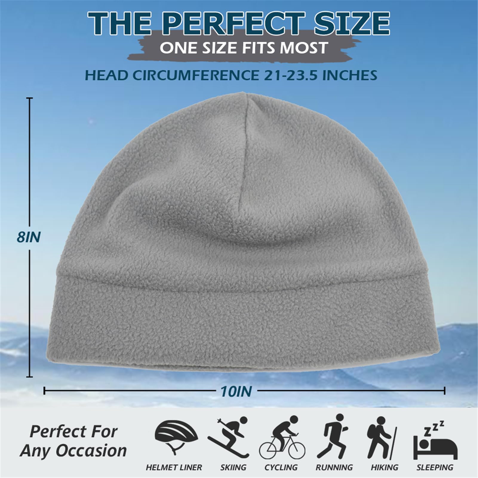 Headshion Lot de 2 bonnets de montre en polaire épais avec doublure pour casque d'hiver chaud